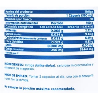Foto 2 | Ortiga 60 Cápsulas 250 Mg Vidanat