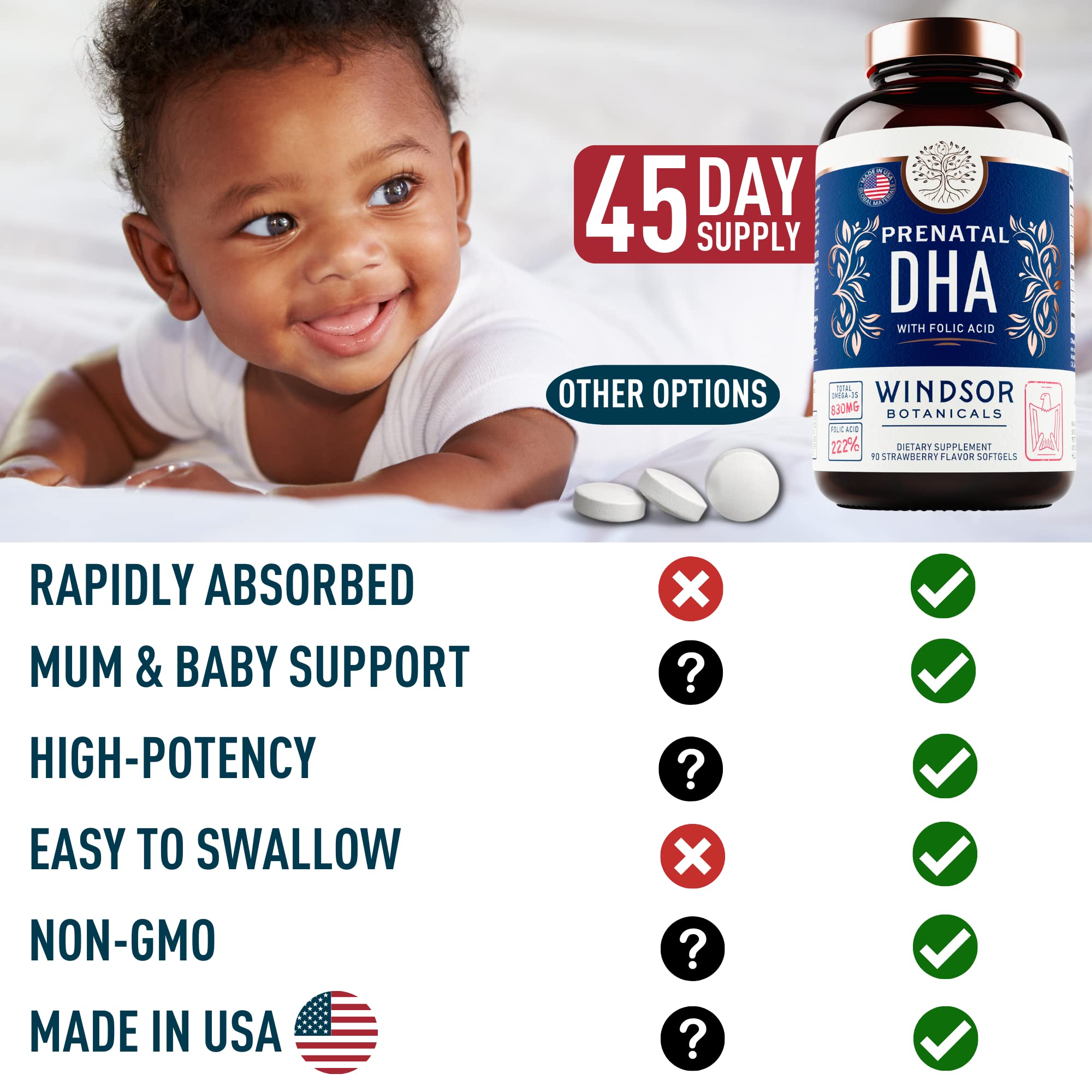 Foto 6 pulgar | Vitaminas Prenatales Windsor Botanicals Con Dha Y Ácido Fólico - Venta Internacional.