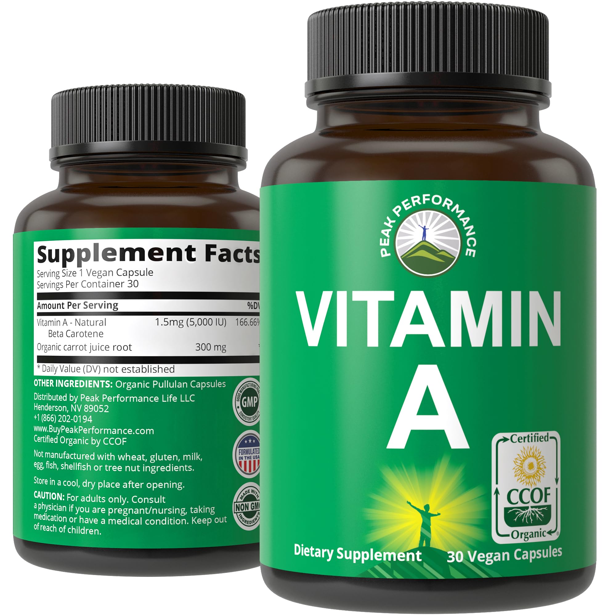 Foto 1 | Suplemento: Cápsula De Vitamina A De Alimentos Integrales Crudos Peak Performance - Venta Internacional.