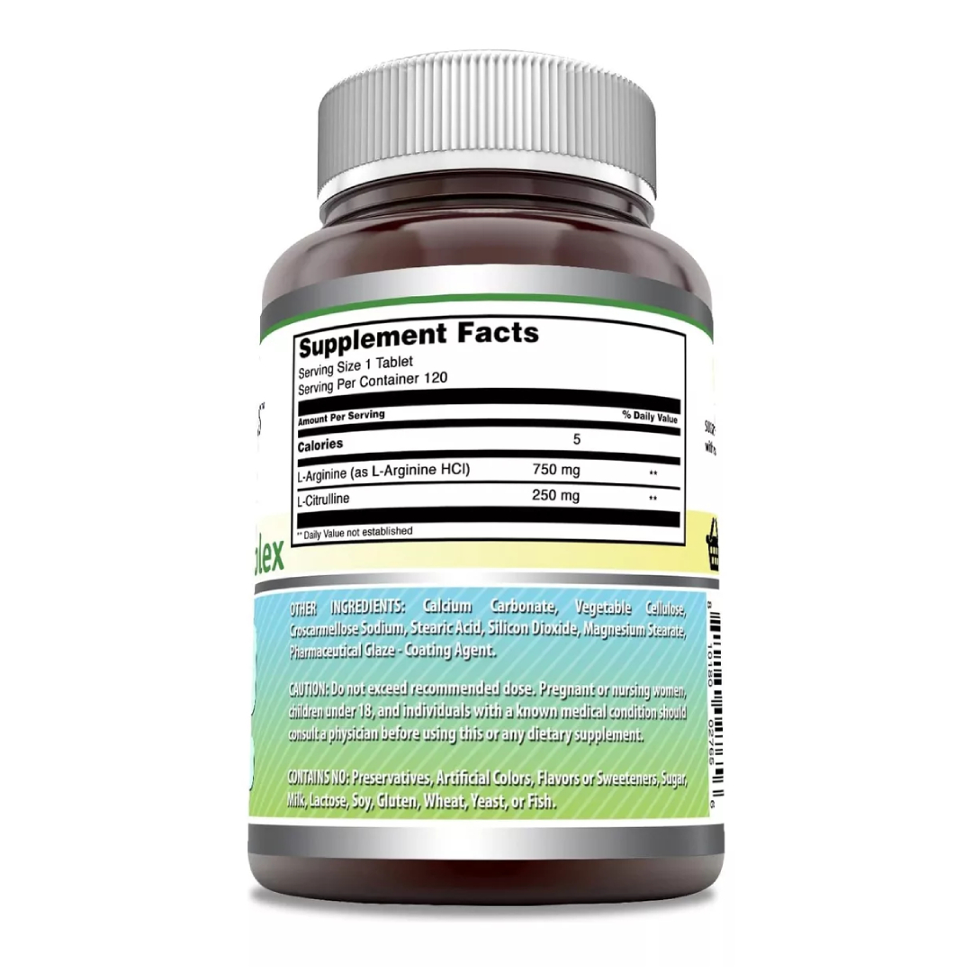 Foto 3 pulgar | Amazing Formulas L-arginine L-citrulline 1000 Mg Rendimiento Deportivo, Recuperación Muscular, Salud Sexual 120 Tableta
