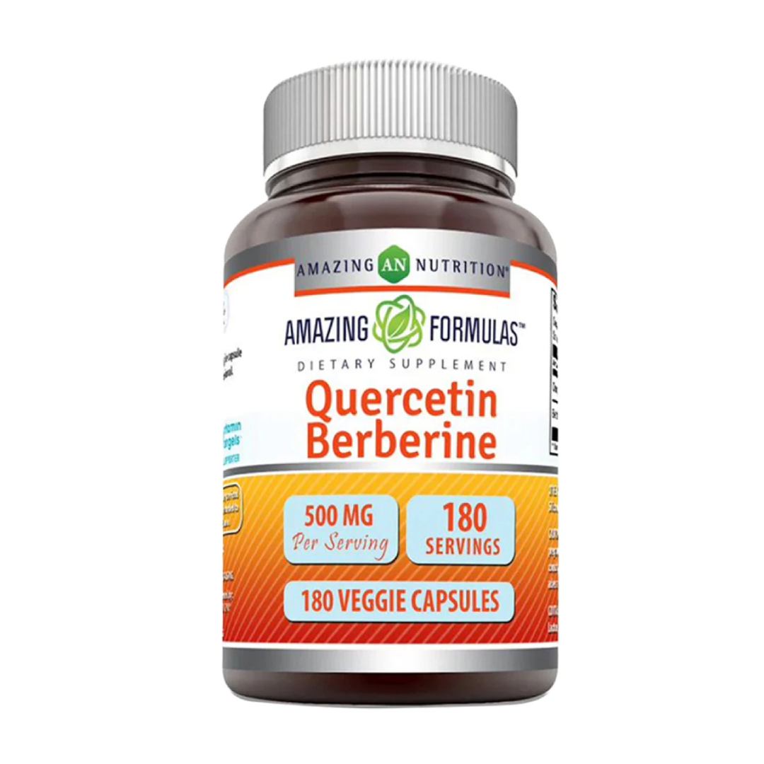 Amazing Formulas Quercetin Berberine  500 Mg Antioxidante Control Glucosa Antiinflamatorio Salud Cardiovascular 180