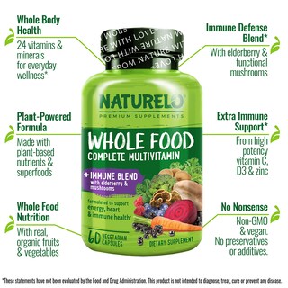 Foto 4 | Suplemento: Mezcla Multivitamínica E Inmunológica De Alimentos Integrales Naturelo - Venta Internacional.