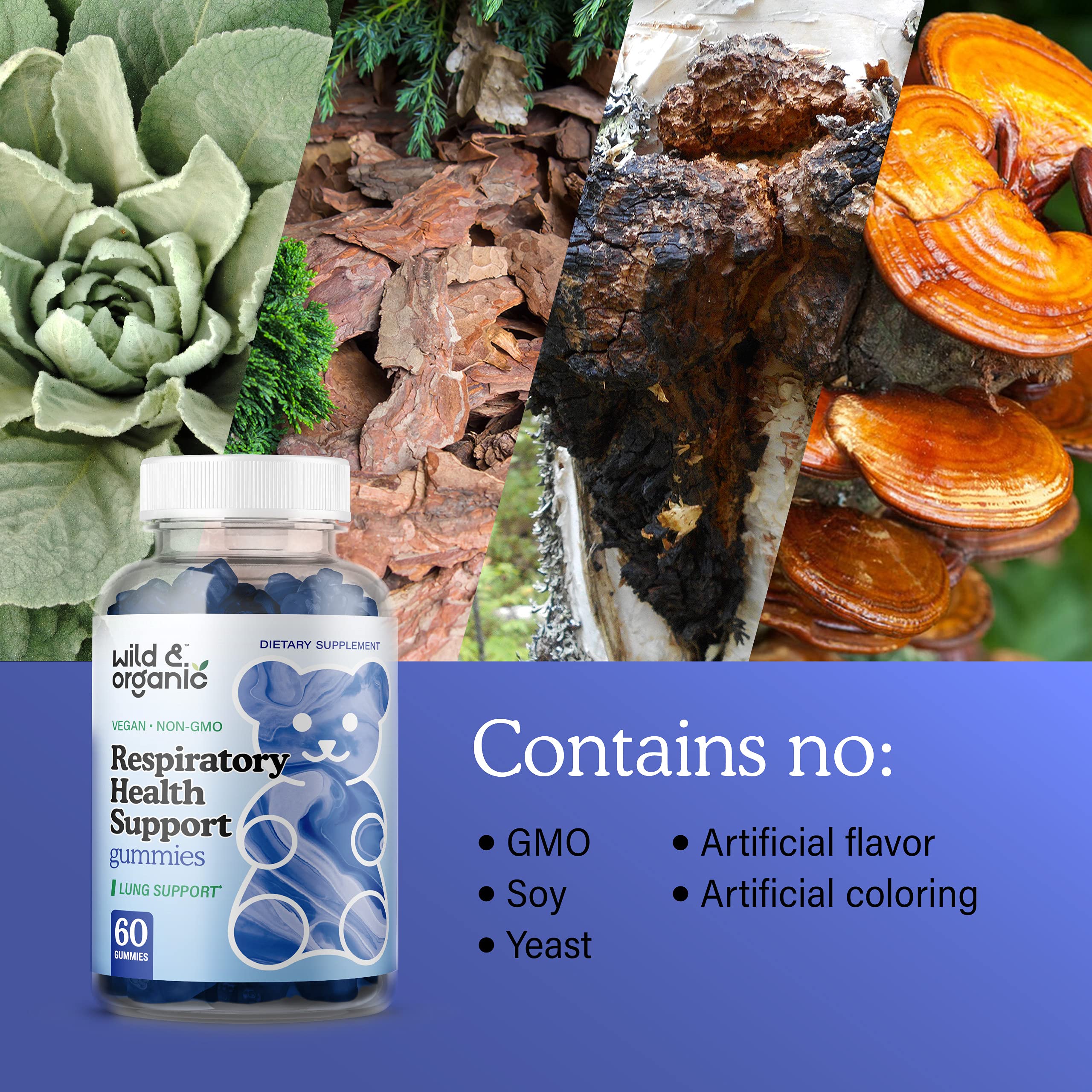 Foto 7 pulgar | Suplemento Dietético Wild & Organic Lung Health Support Gummie - Venta Internacional.