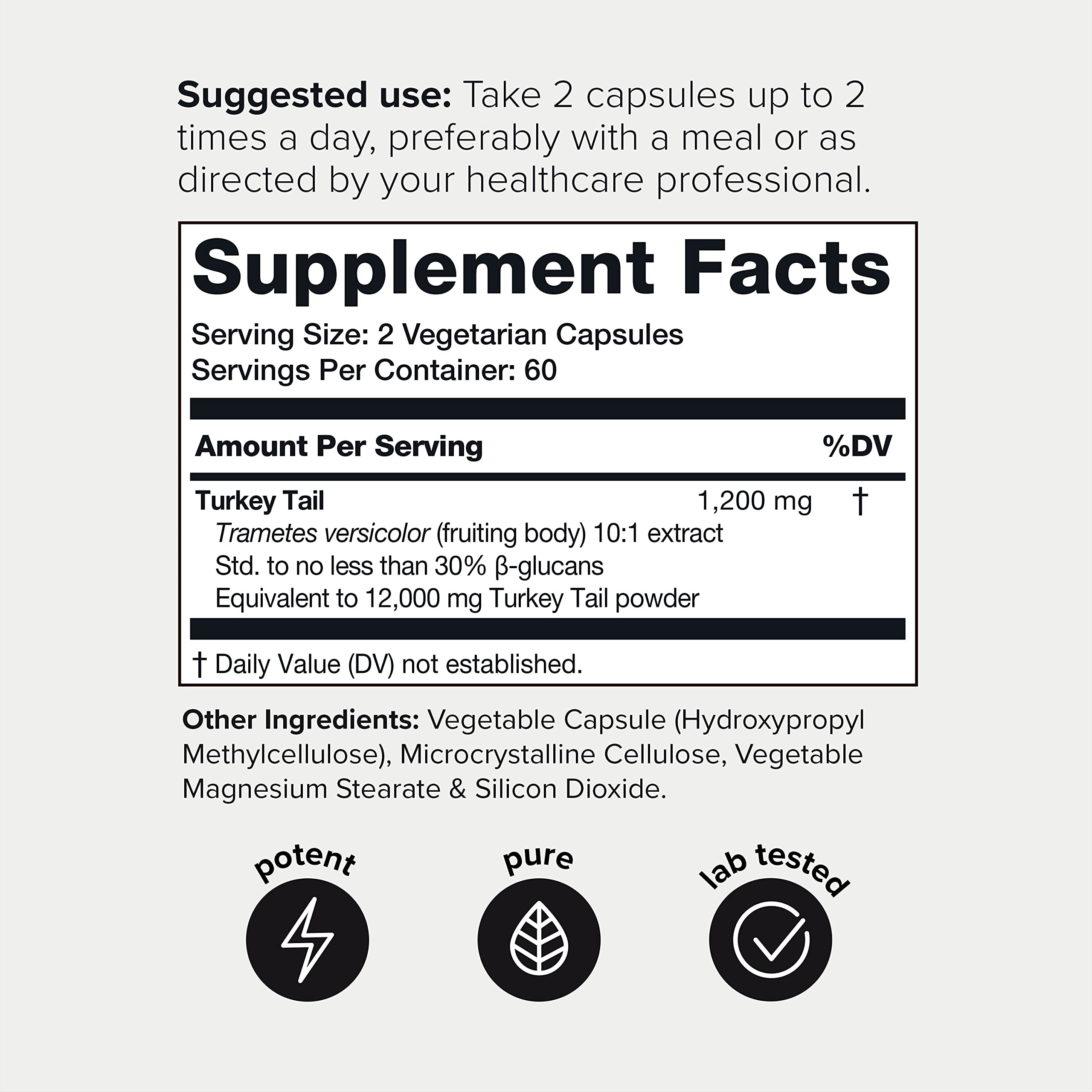 Foto 2 | Suplemento De Hongos De Cola De Pavo Toniiq 1200 Mg 360 Mg Beta Glu - Venta Internacional.