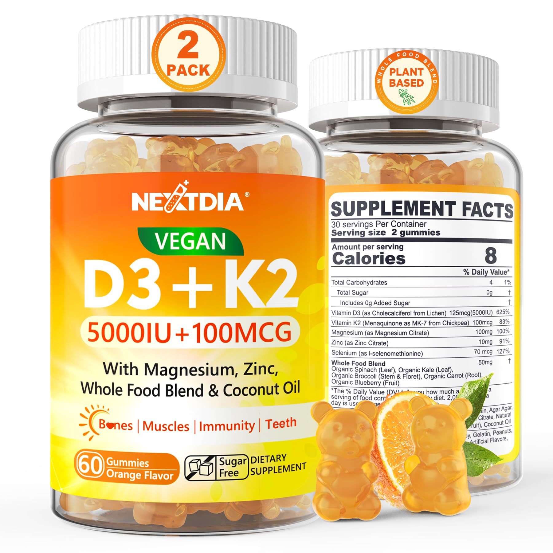 Suplemento: Gomitas Veganas De Vitamina D3 K2 Y Magnesio De Nextdia - Venta Internacional.