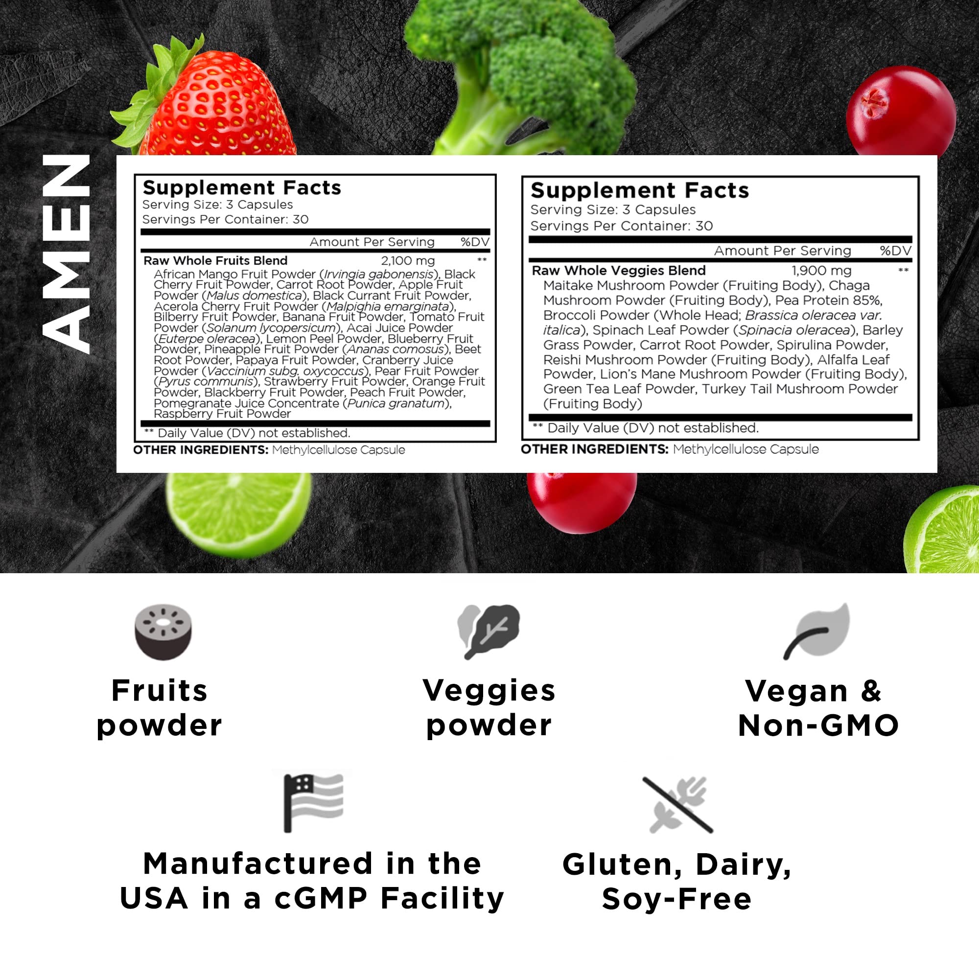 Foto 2 | Paquete De Suplementos Amen Fruits + Veggies Vitamins - Venta Internacional.