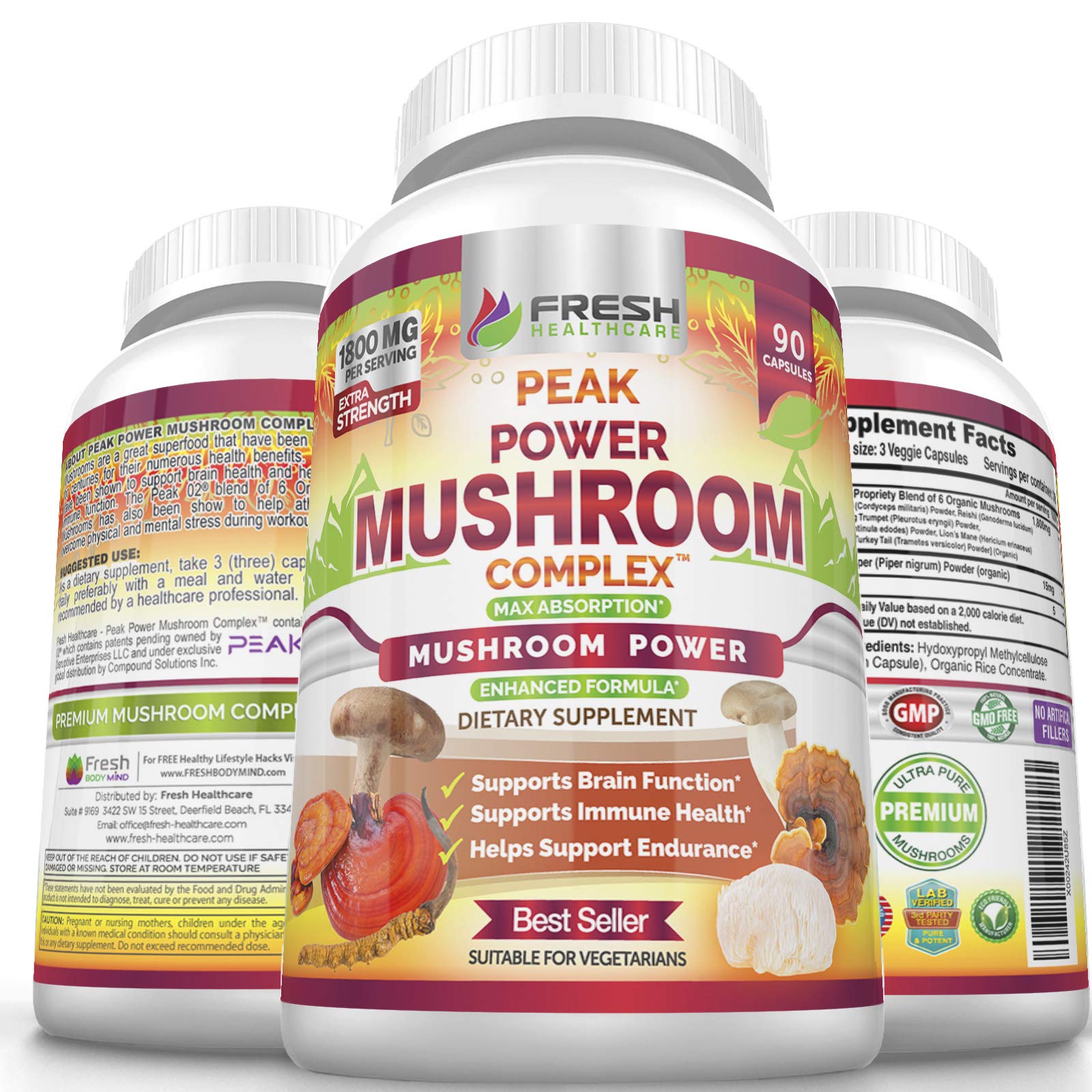 Foto 2 pulgar | Suplemento Fresh Healthcare Peak Power Mushroom 90 Cápsulas - Venta Internacional.