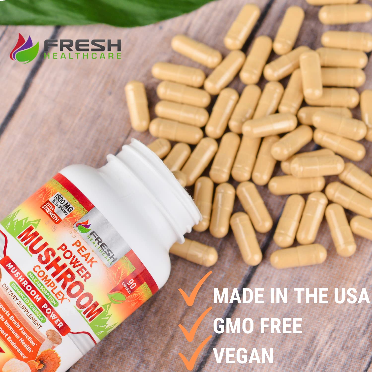 Foto 5 pulgar | Suplemento Fresh Healthcare Peak Power Mushroom 90 Cápsulas - Venta Internacional.