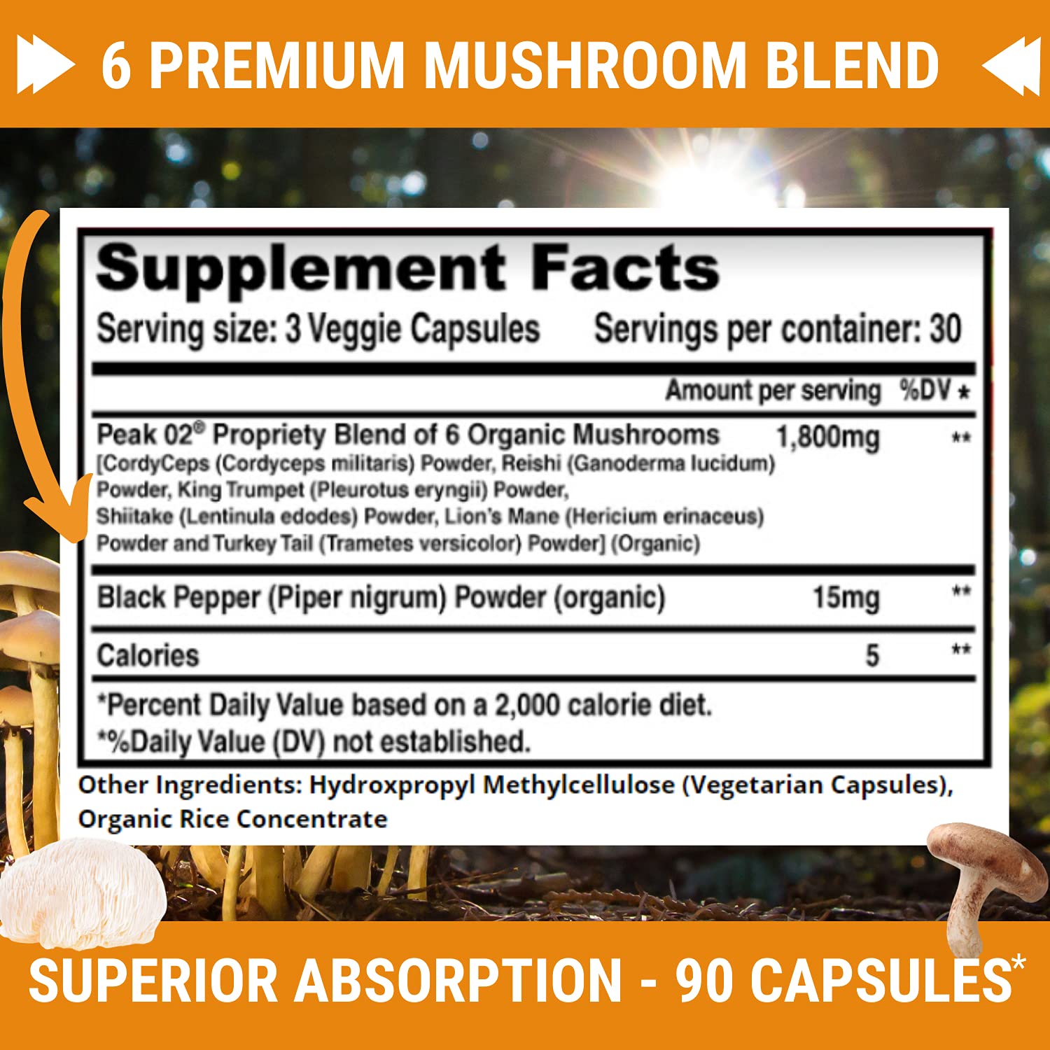 Foto 6 pulgar | Suplemento Fresh Healthcare Peak Power Mushroom 90 Cápsulas - Venta Internacional.