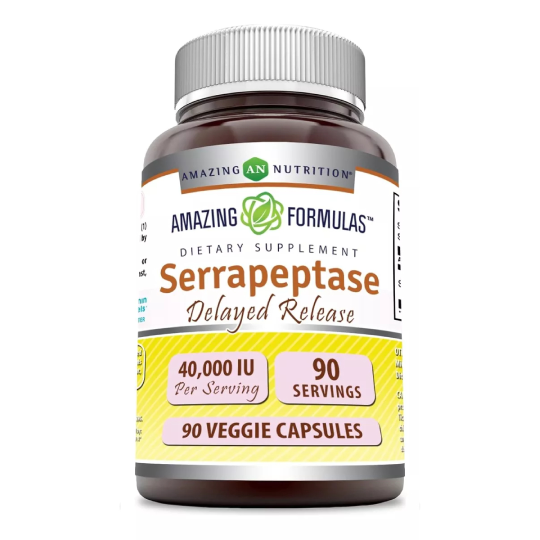Foto 1 | Amazing Formulas Serrapeptase Inflamación, Salud Respiratoria, Recuperación Postquirúrgica 40000 Iu 90 Cápsulas