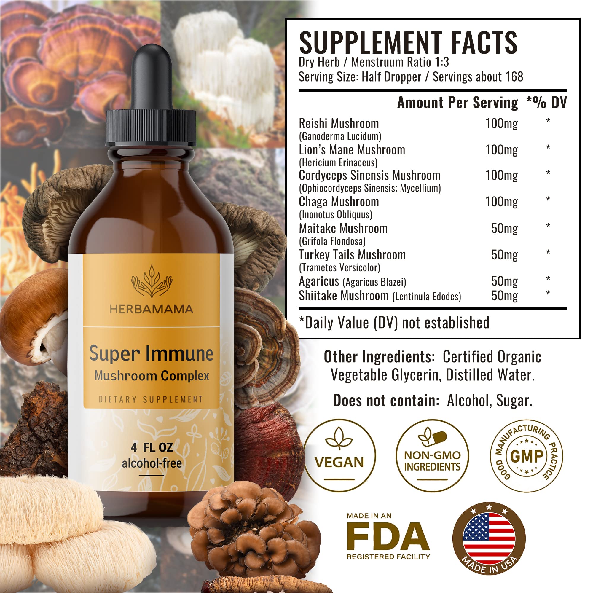 Foto 3 pulgar | Suplemento De Extracto Líquido Herbamama Super Immune 120 Ml - Venta Internacional.