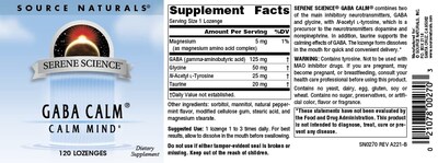 Foto 4 | Pastillas Source Naturals Serene Science Gaba Calm 120 Unidades - Venta Internacional.