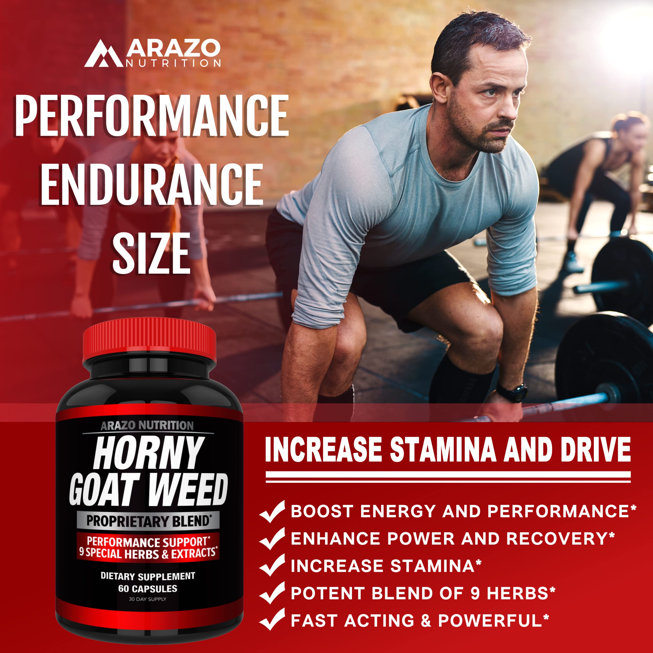 Foto 4 | Suplemento De Extracto De Hierba De Cabra En Celo De Arazo Nutrition, 60 Píldoras - Venta Internacional.