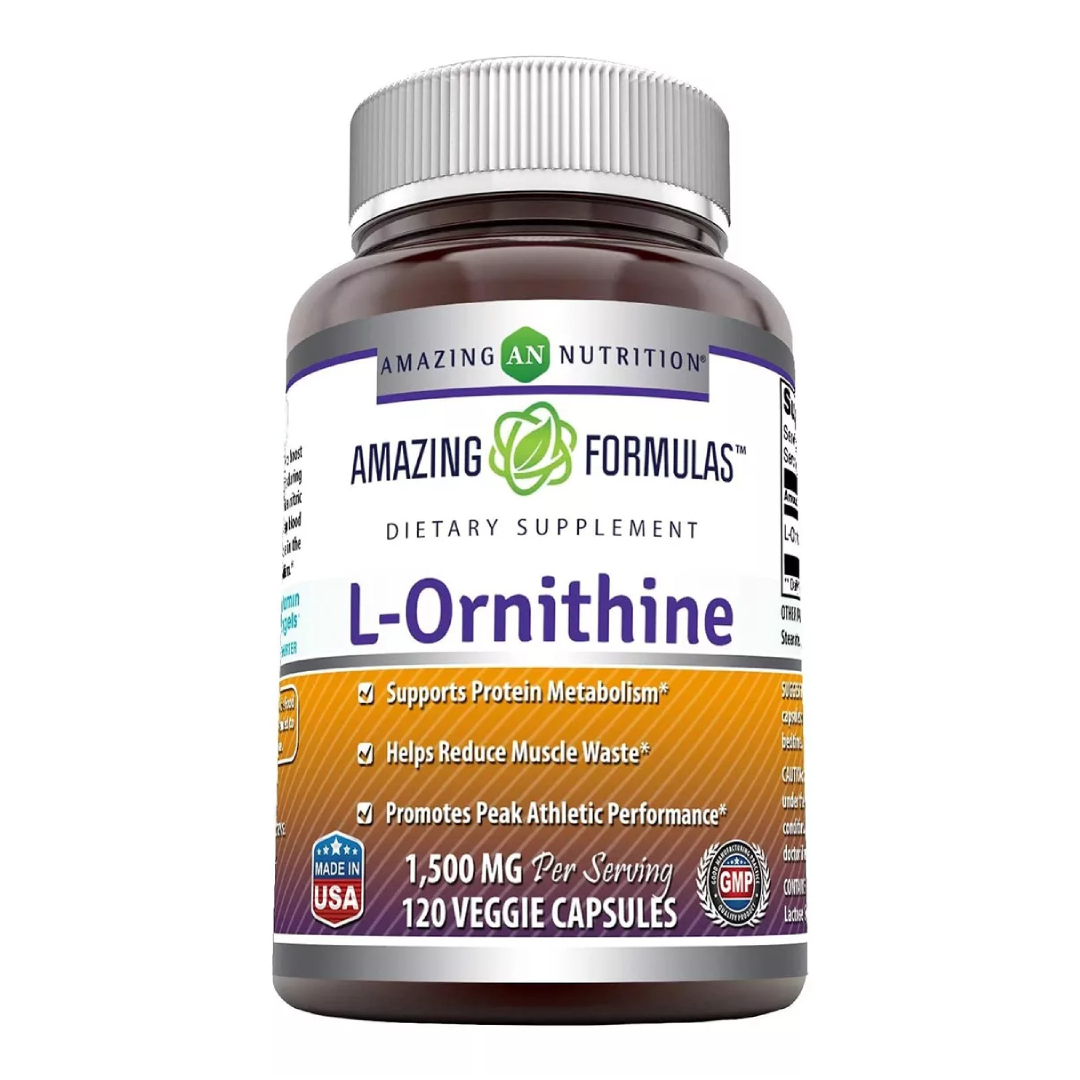 Foto 2 pulgar | Amazing Formulas L-ornithine Apoyo Hepático, Rendimiento Deportivo, Reducción De Estrés 1500 Mg 120 Cápsulas