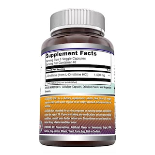 Foto 2 | Amazing Formulas L-ornithine Apoyo Hepático, Rendimiento Deportivo, Reducción De Estrés 1500 Mg 120 Cápsulas
