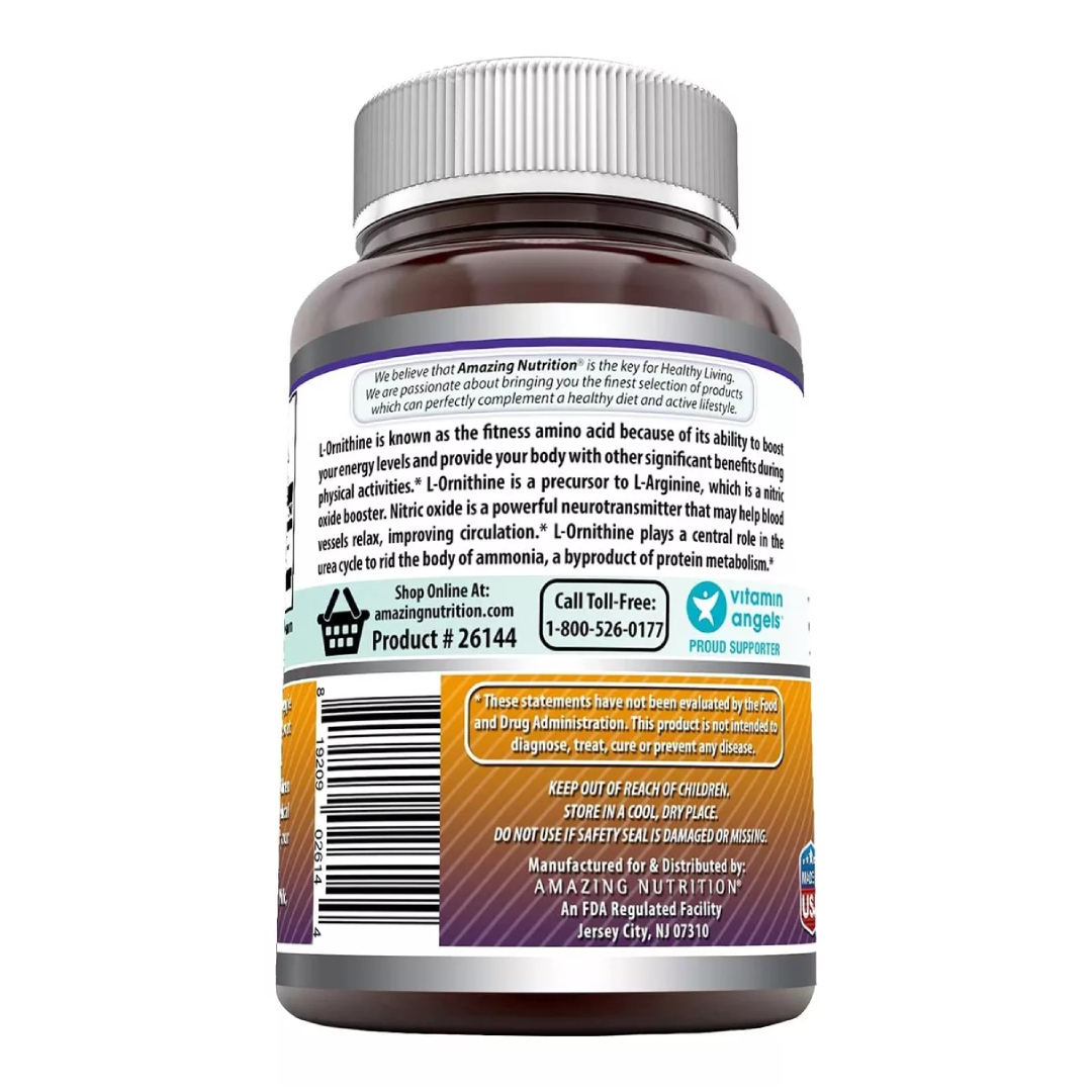 Foto 4 pulgar | Amazing Formulas L-ornithine Apoyo Hepático, Rendimiento Deportivo, Reducción De Estrés 1500 Mg 120 Cápsulas