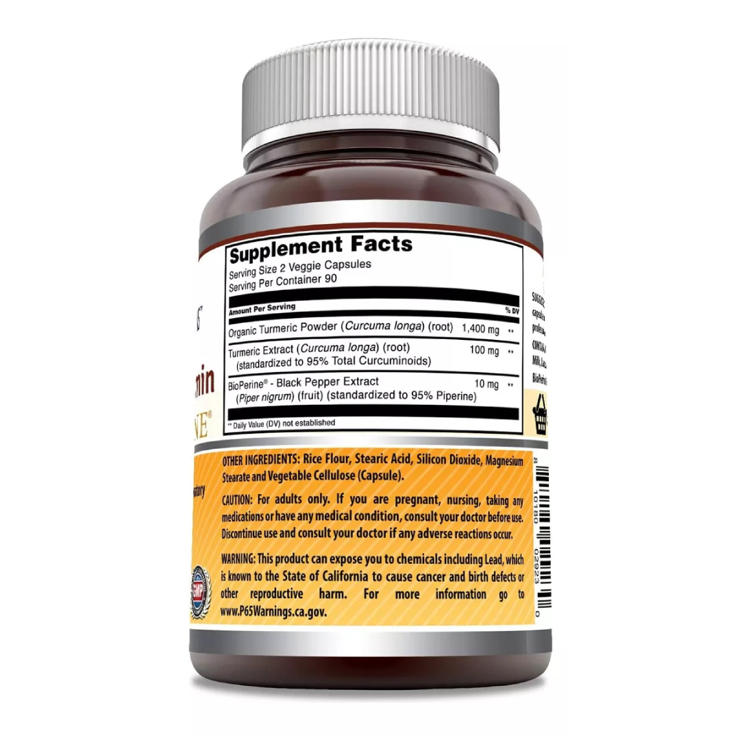 Foto 3 pulgar | Amazing Formulas Turmeric Curcumin With Bioperine Reduce Inflamación, Apoya La Salud De Las Articulaciones 180 Cápsulas