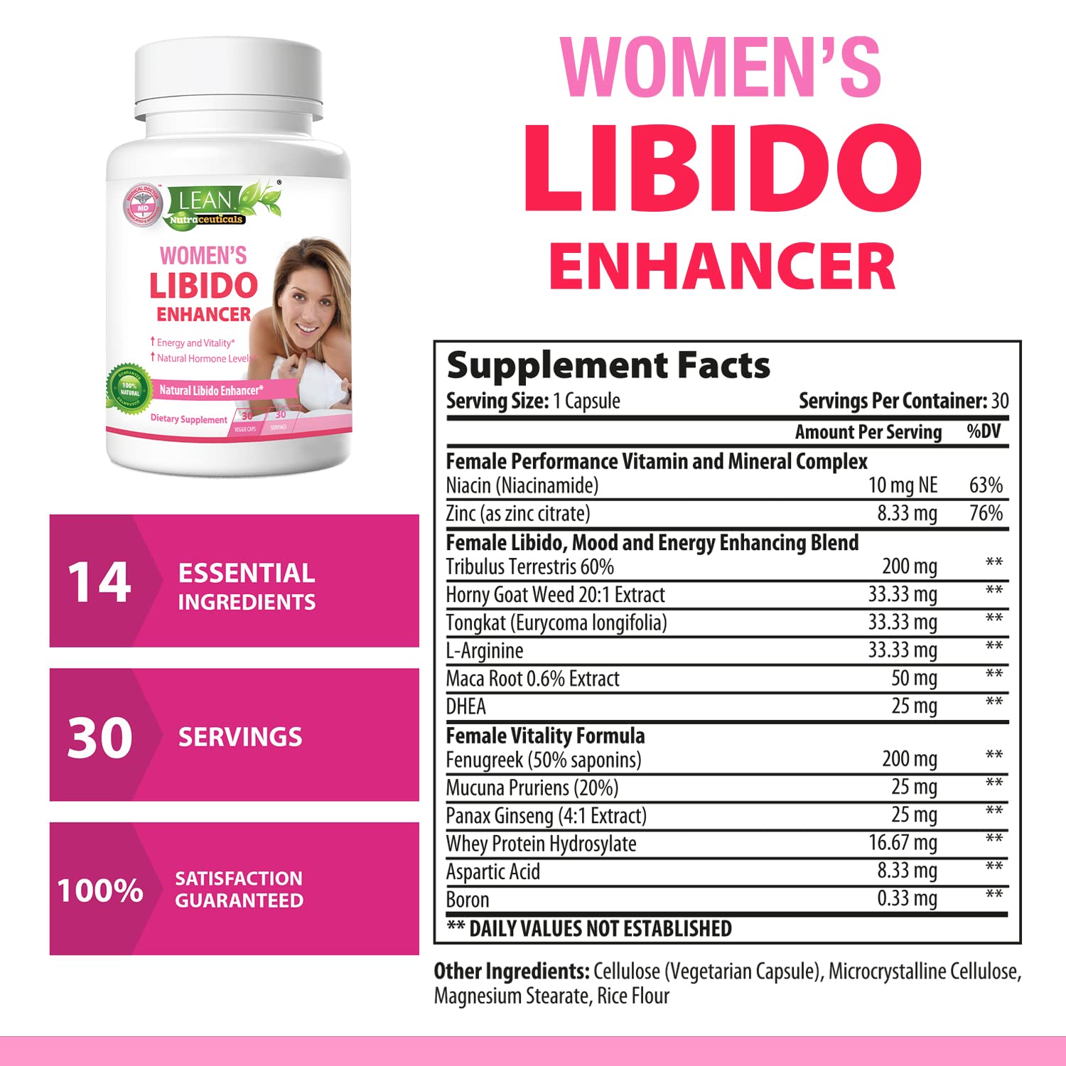 Foto 7 pulgar | Suplemento Lean Nutraceuticals Libido Booster Women 30 Cápsulas - Venta Internacional.