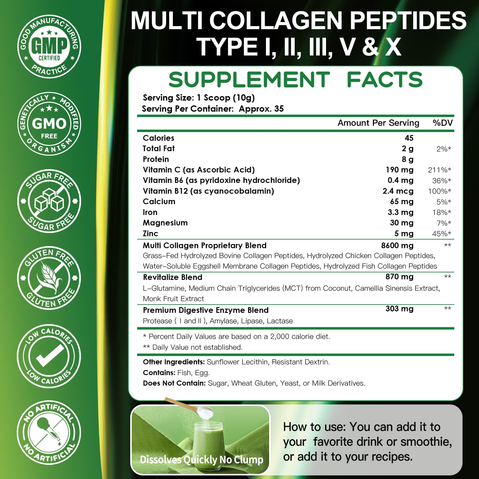 Foto 3 pulgar | Colágeno en Polvo Nature Target Multi-colágeno-péptidos - Venta Internacional