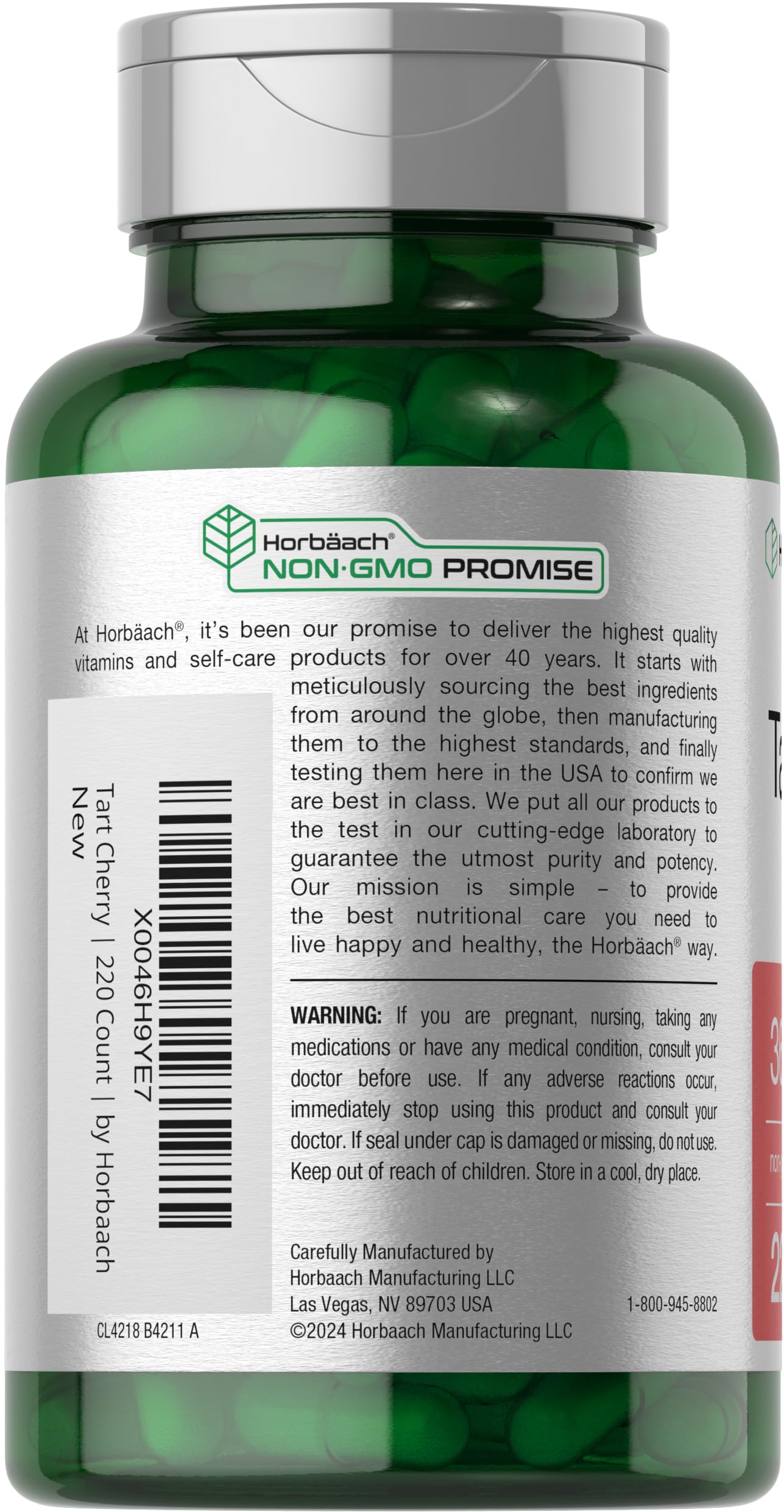Foto 4 pulgar | Suplemento De Extracto De Cereza Ácida Horbäach 3600 Mg 220 Cápsulas - Venta Internacional.