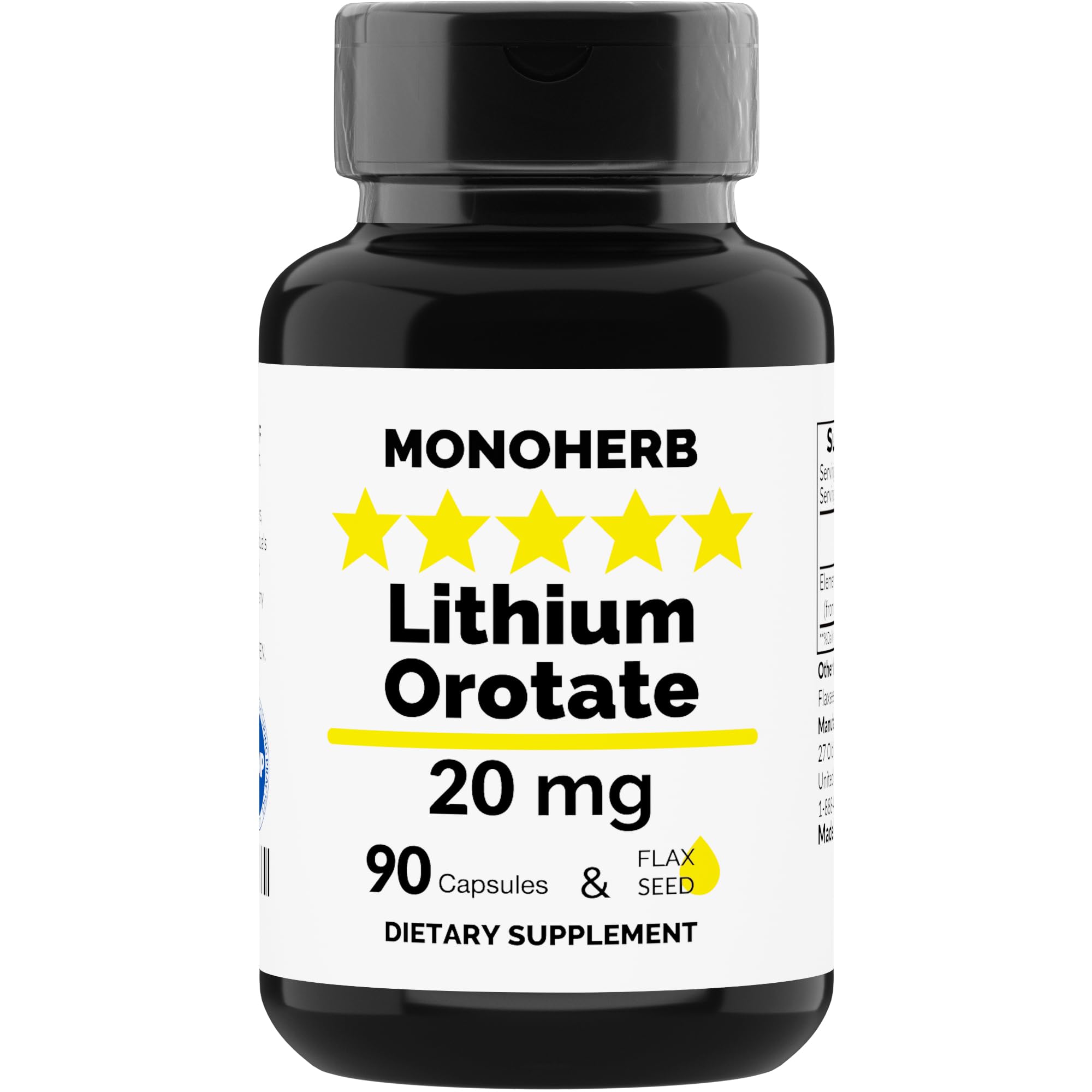 Foto 2 pulgar | Suplemento De Orotato De Litio Monoherb 20 Mg 90 Cápsulas Veganas - Venta Internacional.