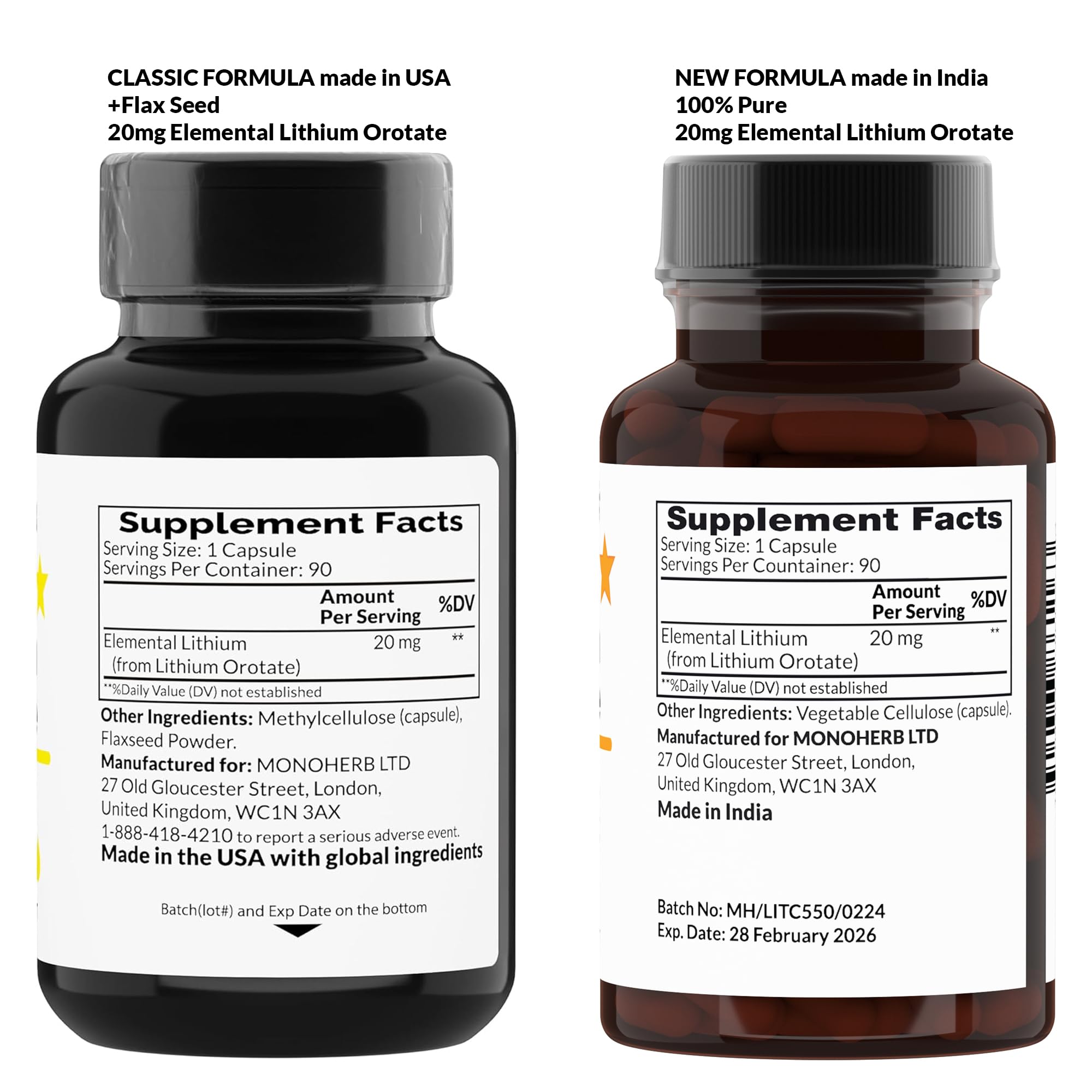 Foto 6 pulgar | Suplemento De Orotato De Litio Monoherb 20 Mg 90 Cápsulas Veganas - Venta Internacional.