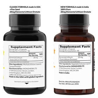 Foto 5 | Suplemento De Orotato De Litio Monoherb 20 Mg 90 Cápsulas Veganas - Venta Internacional.