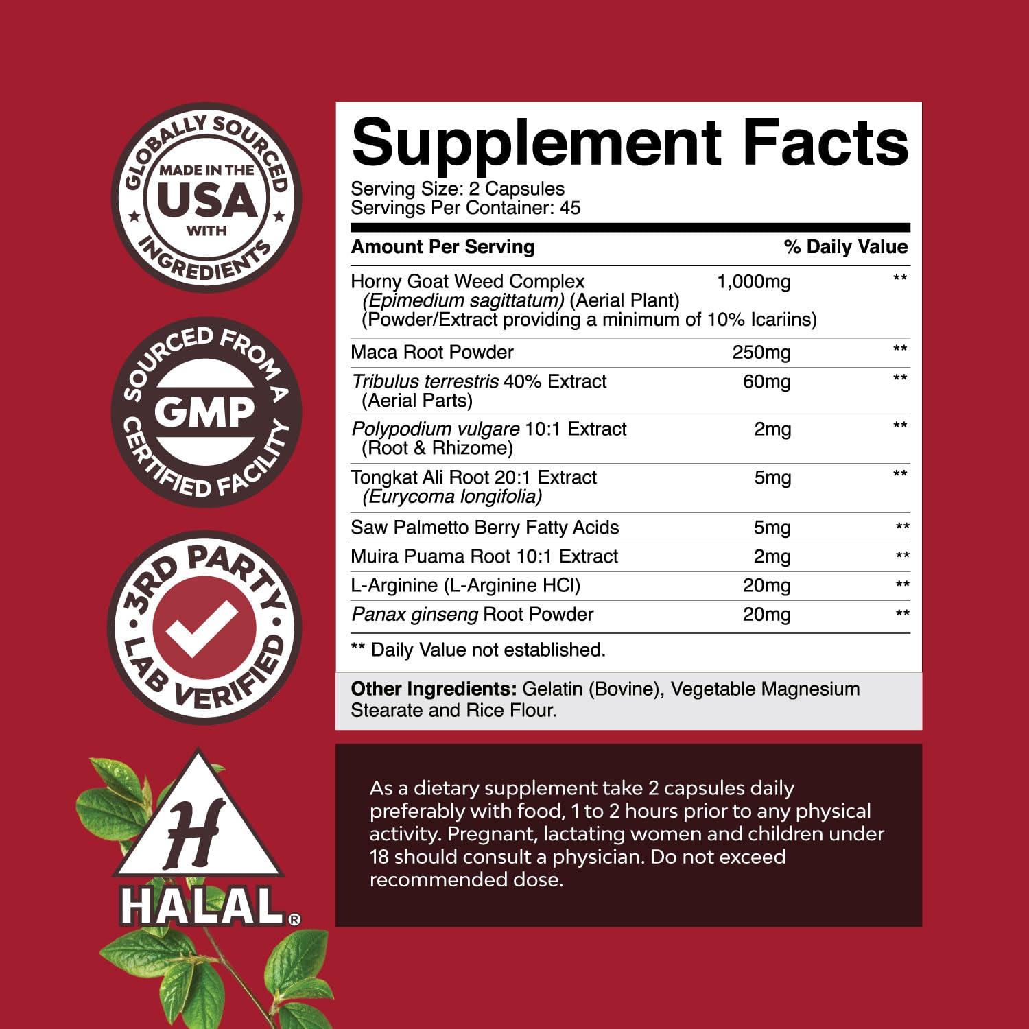 Foto 3 pulgar | Suplemento Natures Craft Horny Goat Weed Para Hombre, 1590 Mg - Venta Internacional.