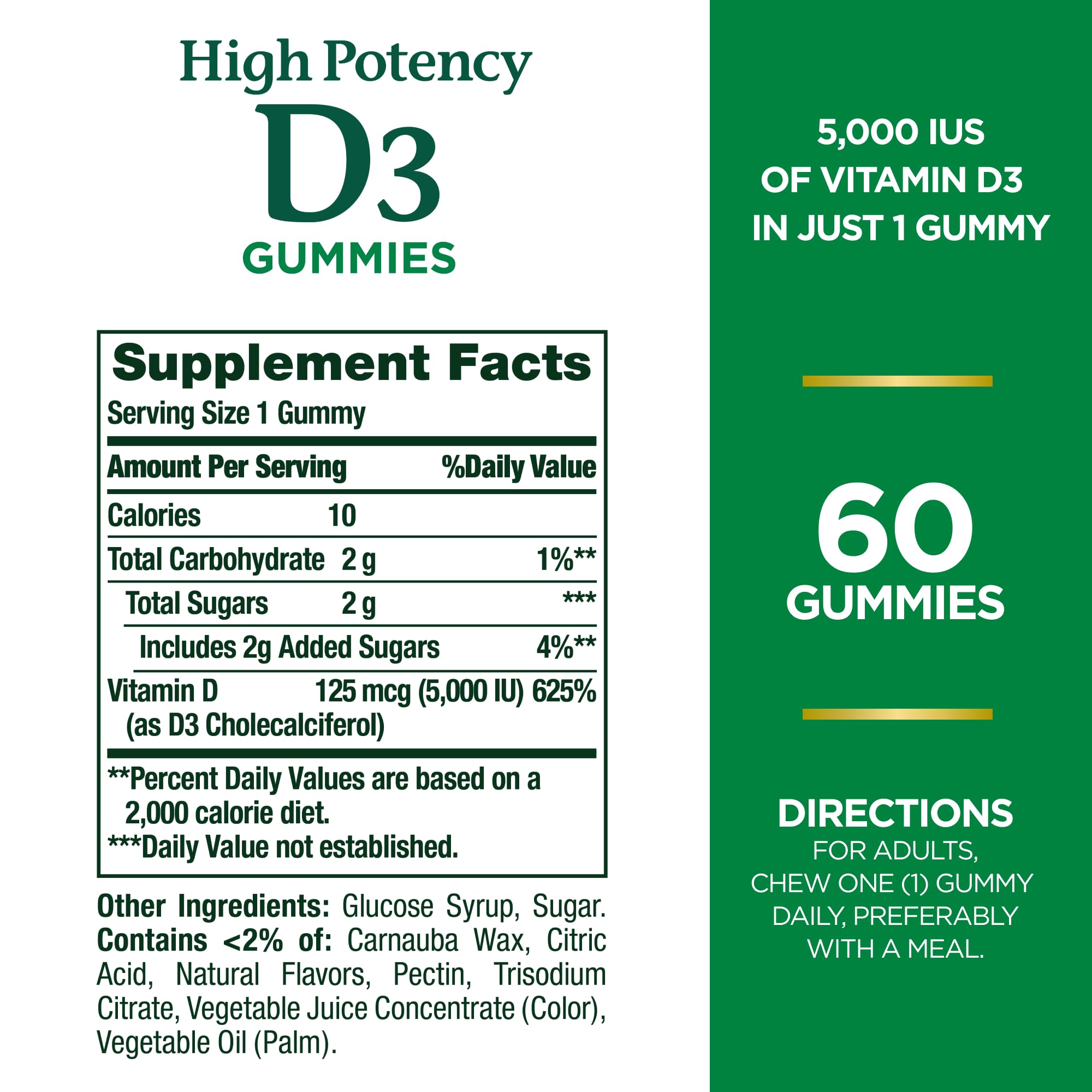 Foto 3 pulgar | Suplemento Nature's Bounty En Gomitas Con Vitamina D3 De 5000 Ui, 60 Unidades - Venta Internacional.