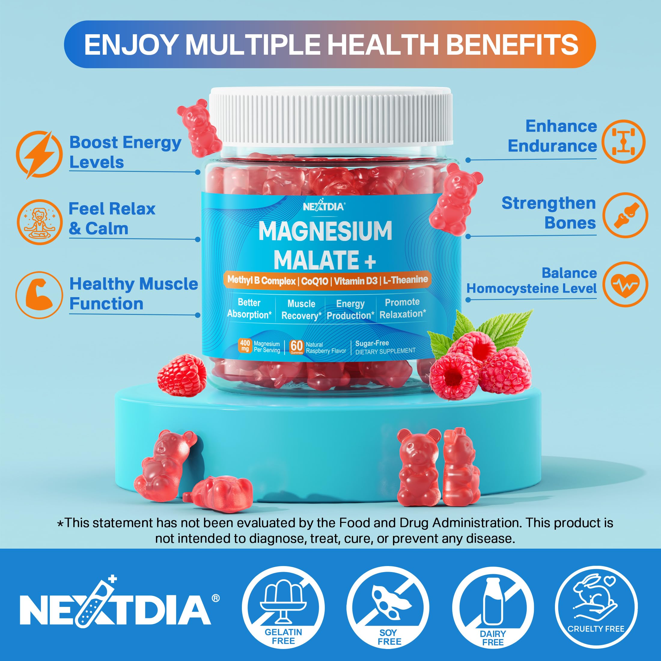 Foto 4 pulgar | Suplemento de Magnesio Nextdia Gummies 400 mg con Coq10 D3 Y B6 - Venta Internacional