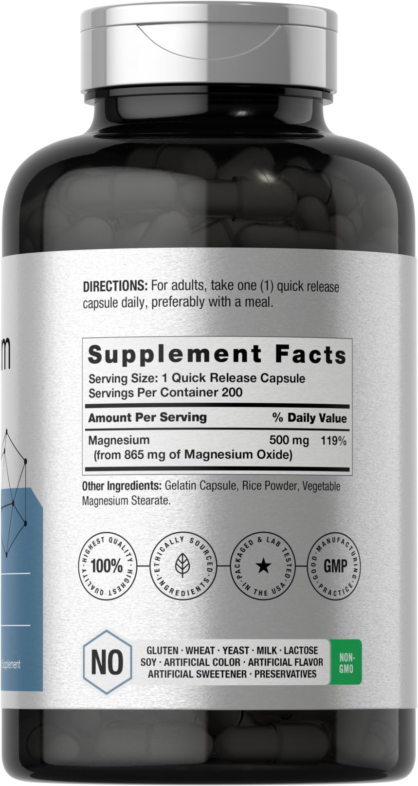 Foto 3 pulgar | Suplemento Horbäach De Óxido De Magnesio 865 Mg 200 Cápsulas - Venta Internacional.