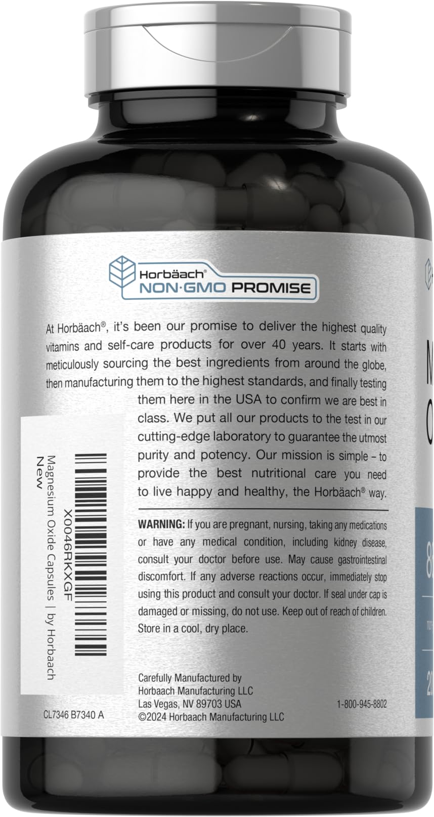 Foto 3 | Suplemento Horbäach De Óxido De Magnesio 865 Mg 200 Cápsulas - Venta Internacional.