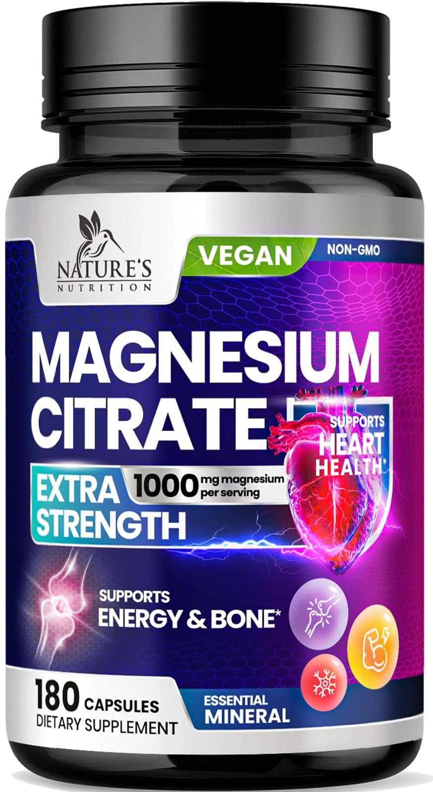 Foto 2 pulgar | Suplemento de Magnesio Nature's Nutrition 1000 Mg 180 Cápsulas - Venta Internacional