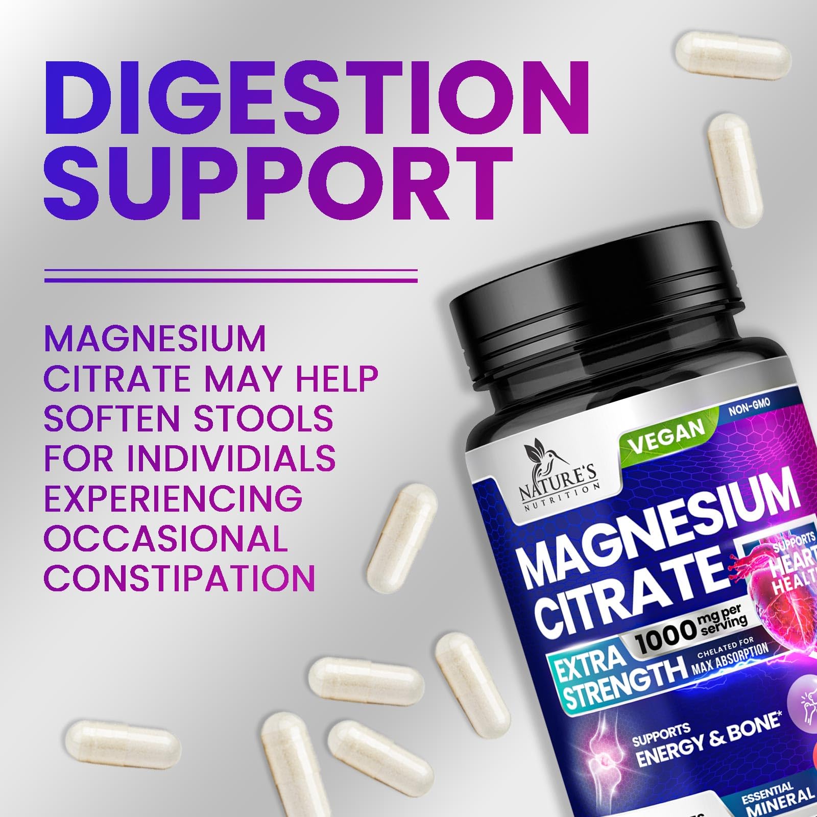 Foto 6 pulgar | Suplemento de Magnesio Nature's Nutrition 1000 Mg 180 Cápsulas - Venta Internacional