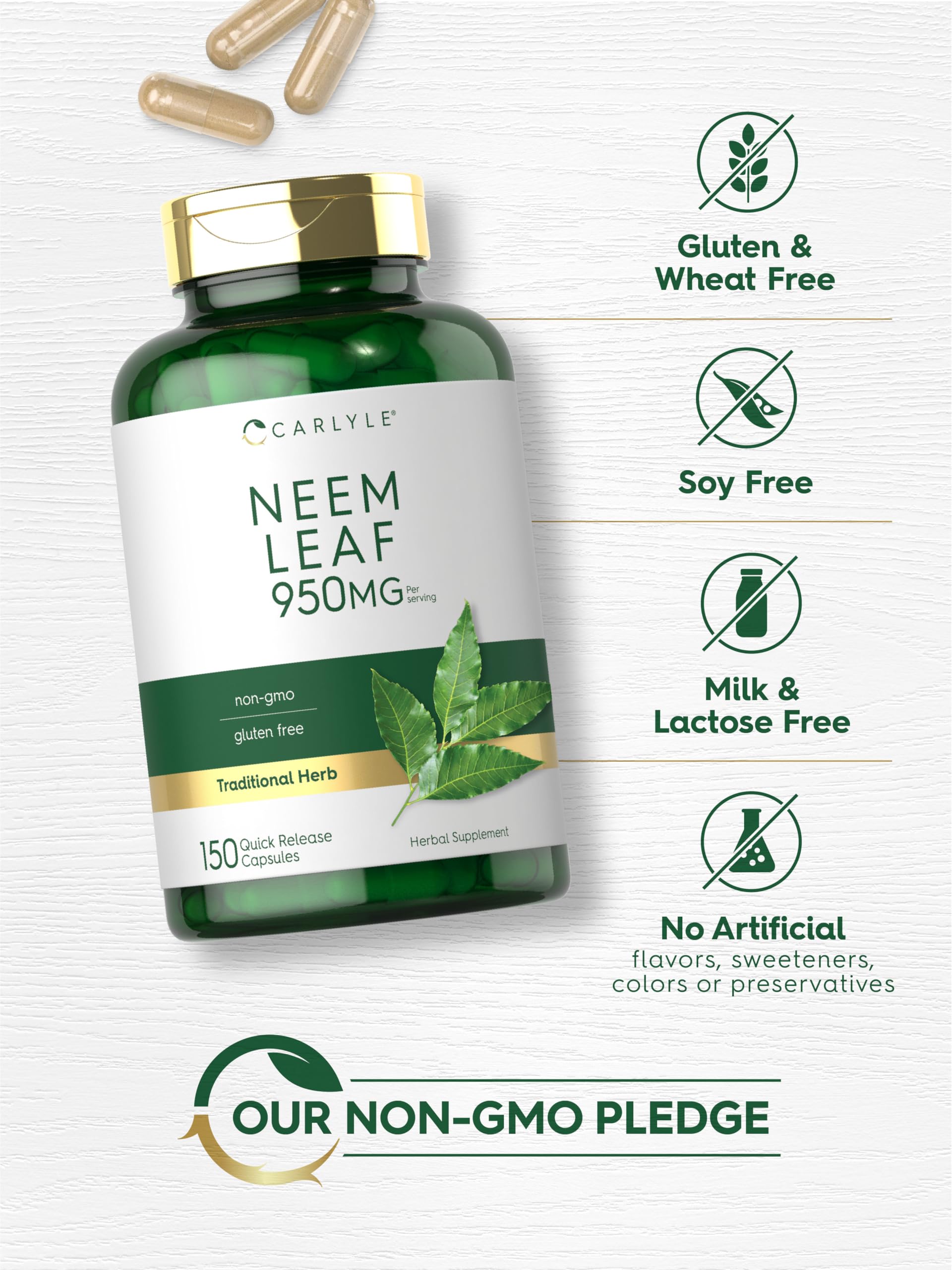 Foto 6 pulgar | Suplemento Carlyle Neem Leaf 950 Mg 150 Cápsulas En Polvo - Venta Internacional.