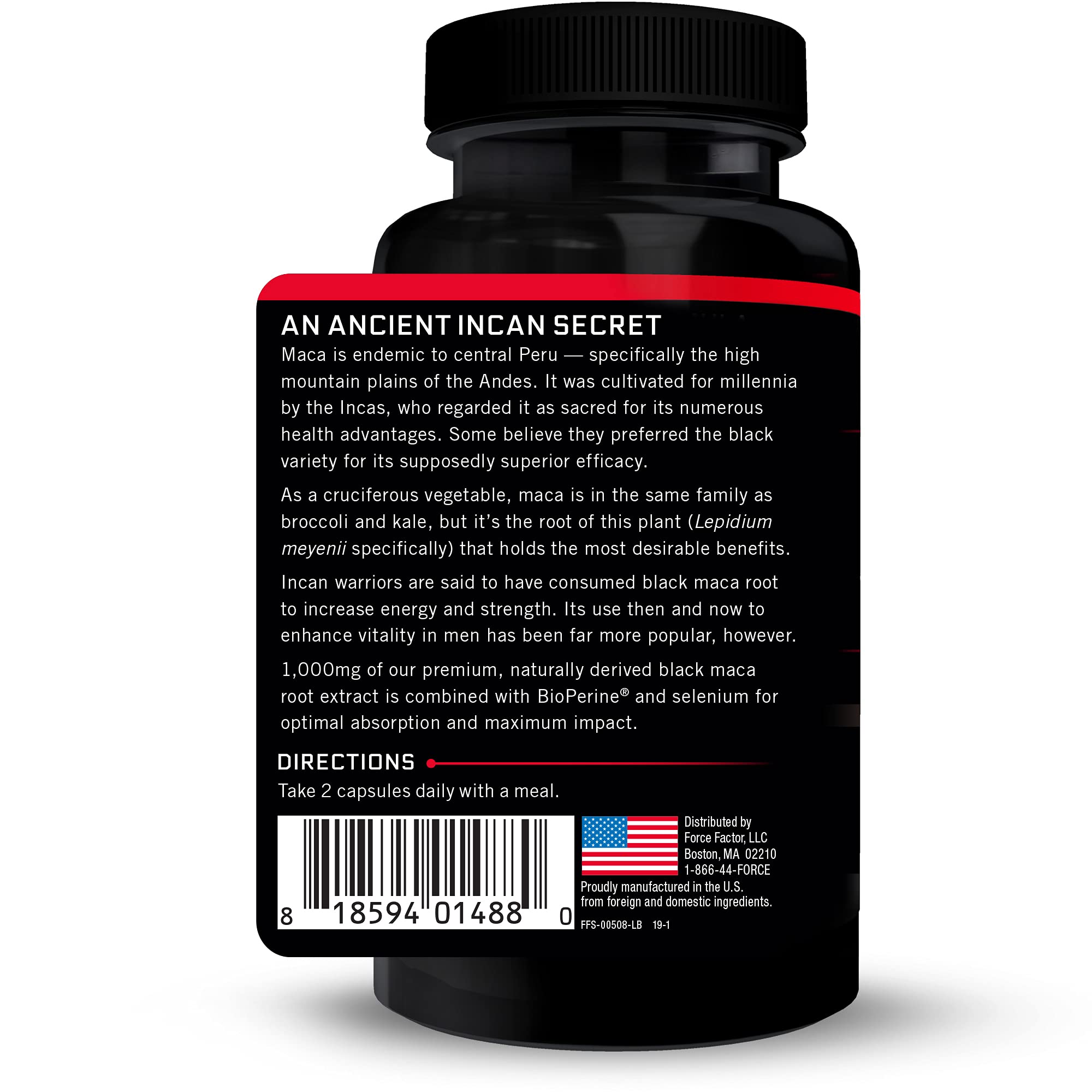 Foto 4 pulgar | Suplemento Force Factor De Raíz De Maca Negra 1000 Mg 180 Cápsulas - Venta Internacional.