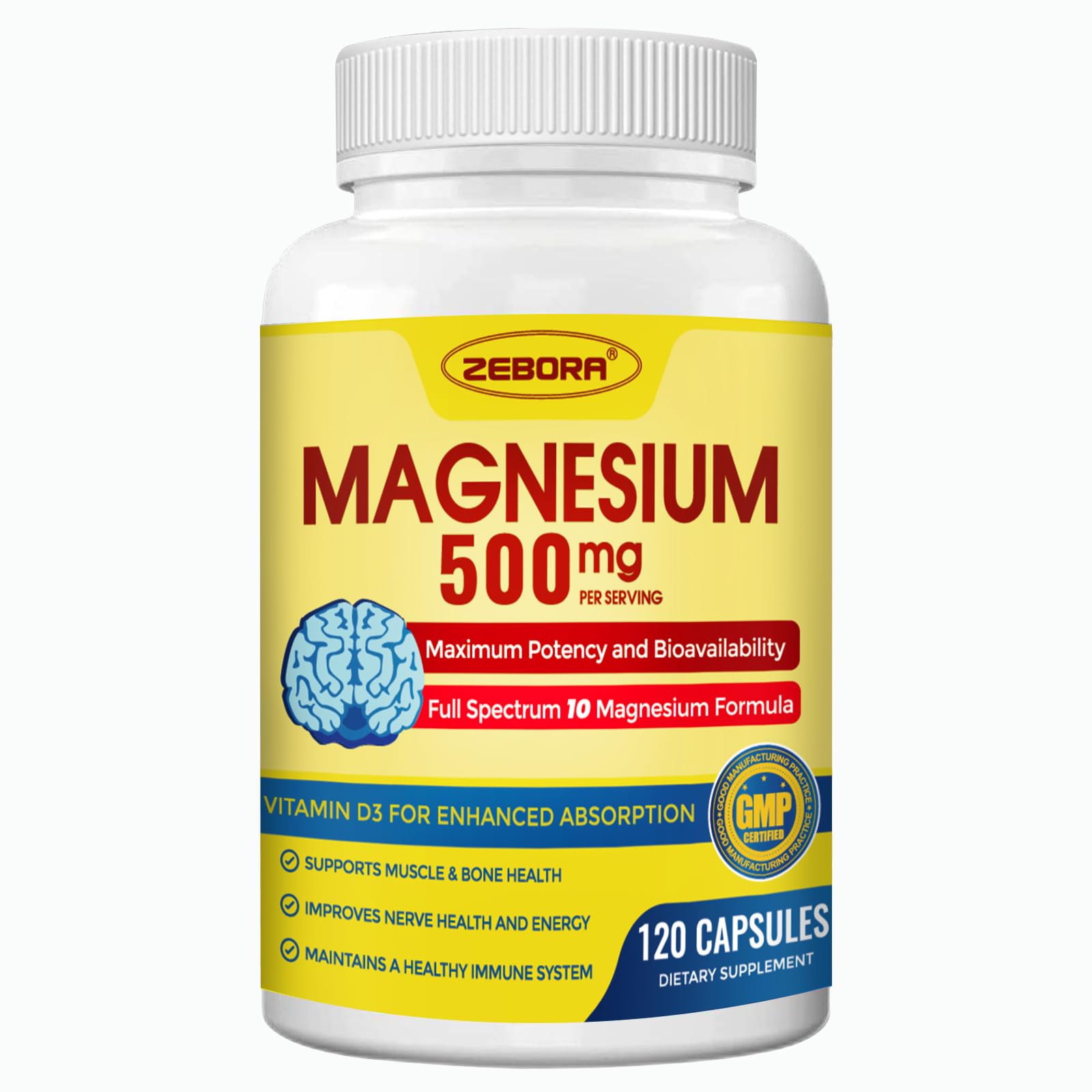 Foto 2 pulgar | Suplemento Zebora Magnesium Complex 500 mg con Vitamina D3 y Zinc - Venta Internacional