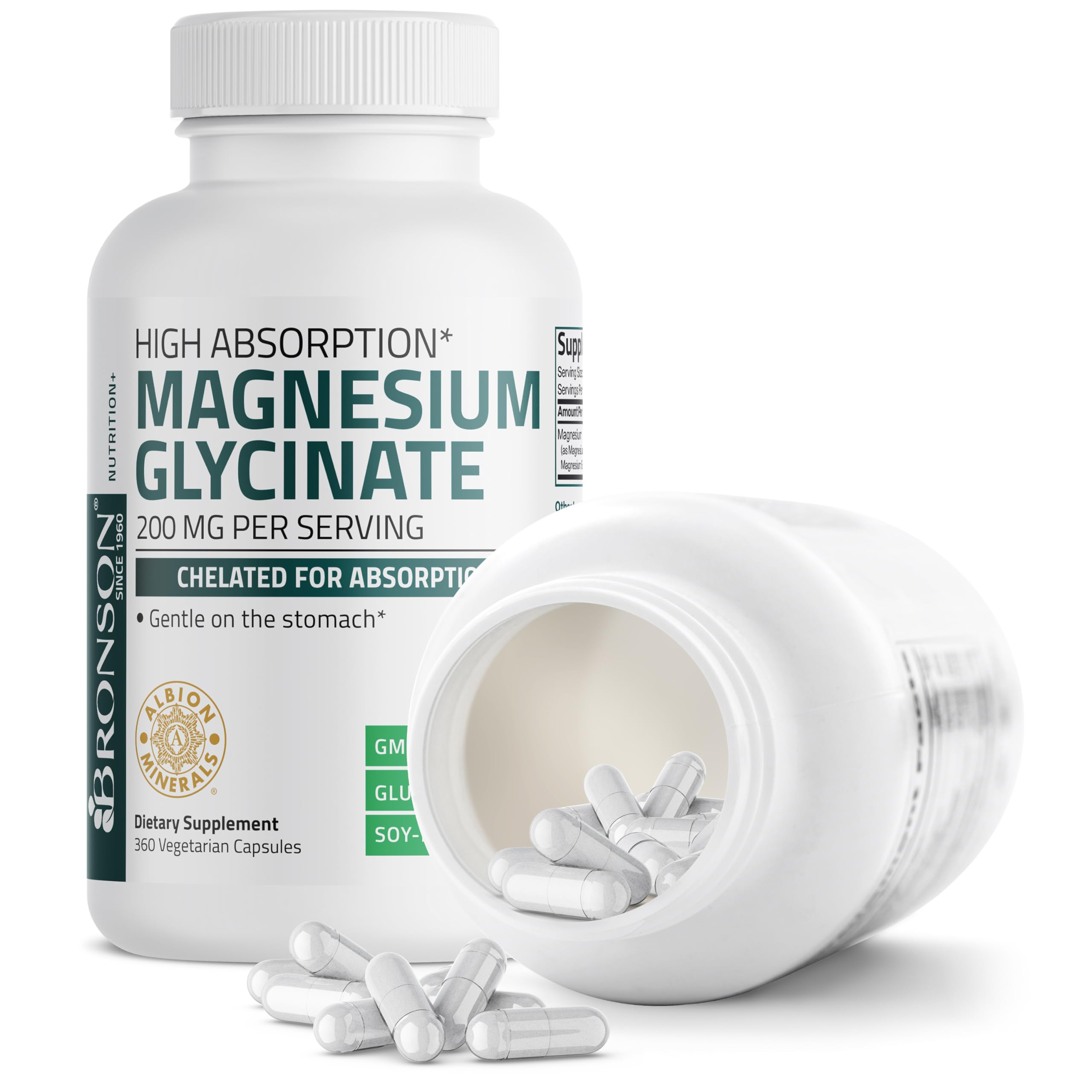 Foto 7 pulgar | Suplemento de Glicinato de Magnesio Bronson 200 mg 360 Cápsulas - Venta Internacional