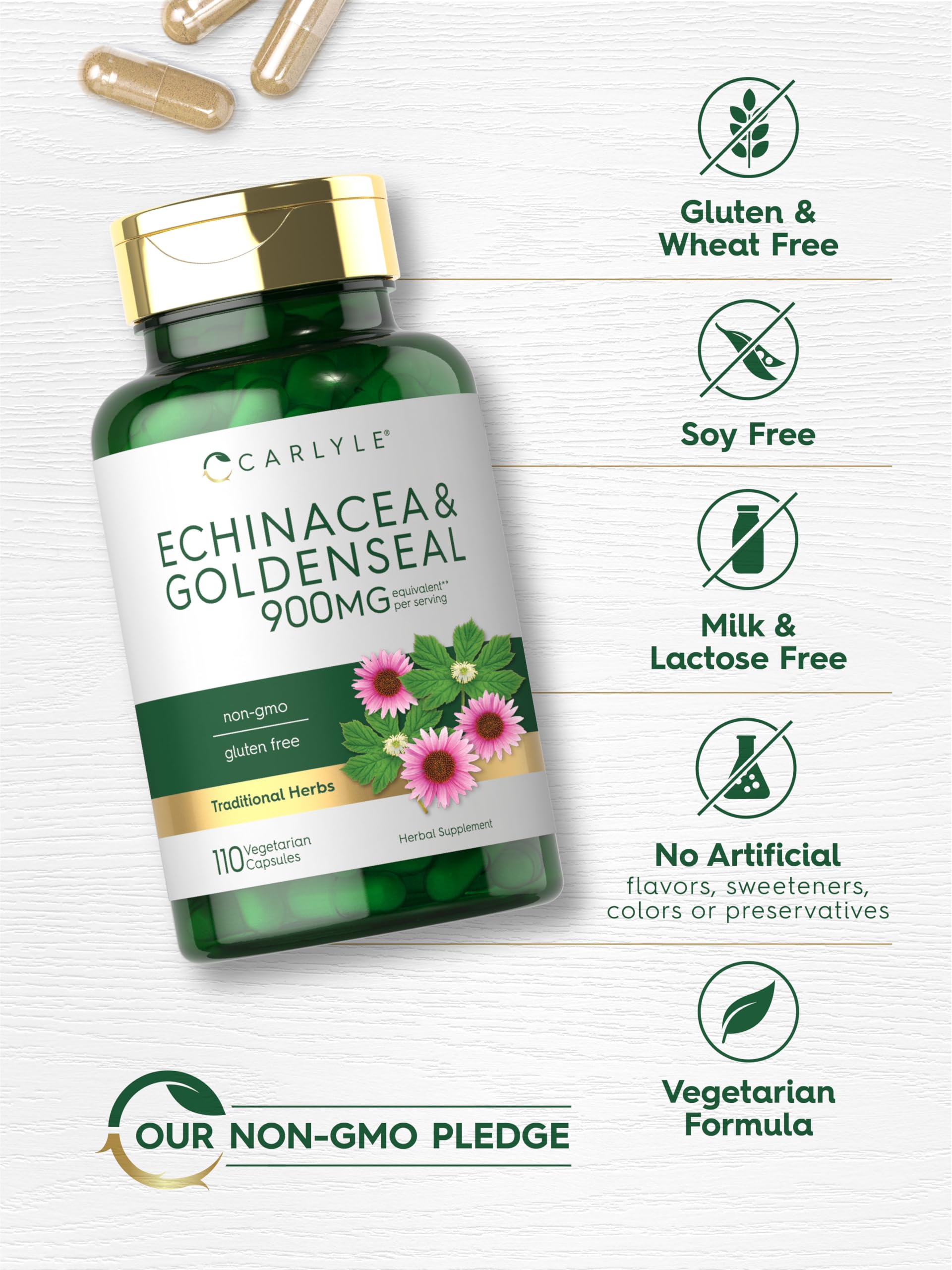 Foto 6 pulgar | Suplemento Carlyle Echinacea Goldenseal En Cápsulas 900 Mg 110 Unidades - Venta Internacional.