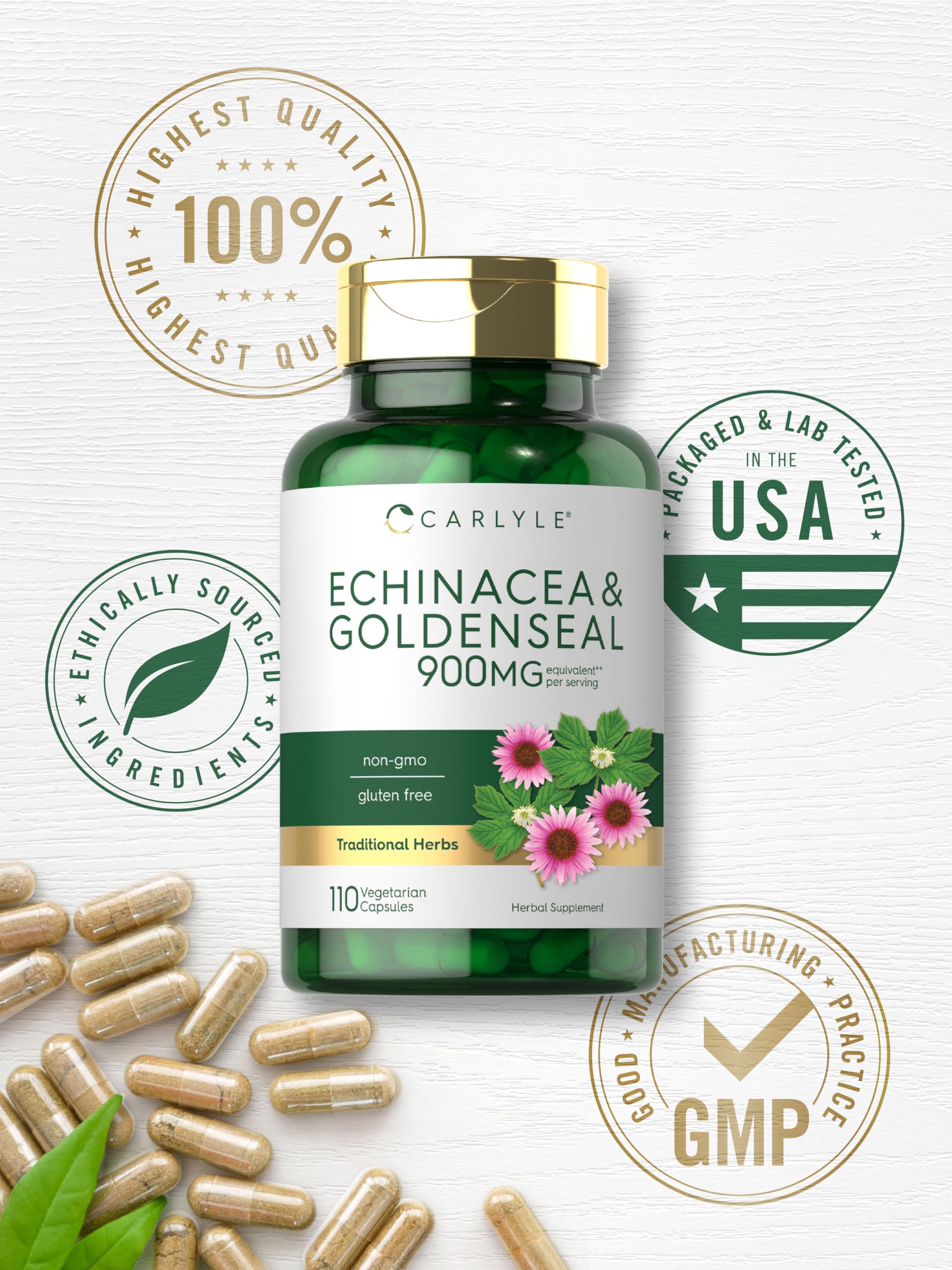 Foto 7 pulgar | Suplemento Carlyle Echinacea Goldenseal En Cápsulas 900 Mg 110 Unidades - Venta Internacional.
