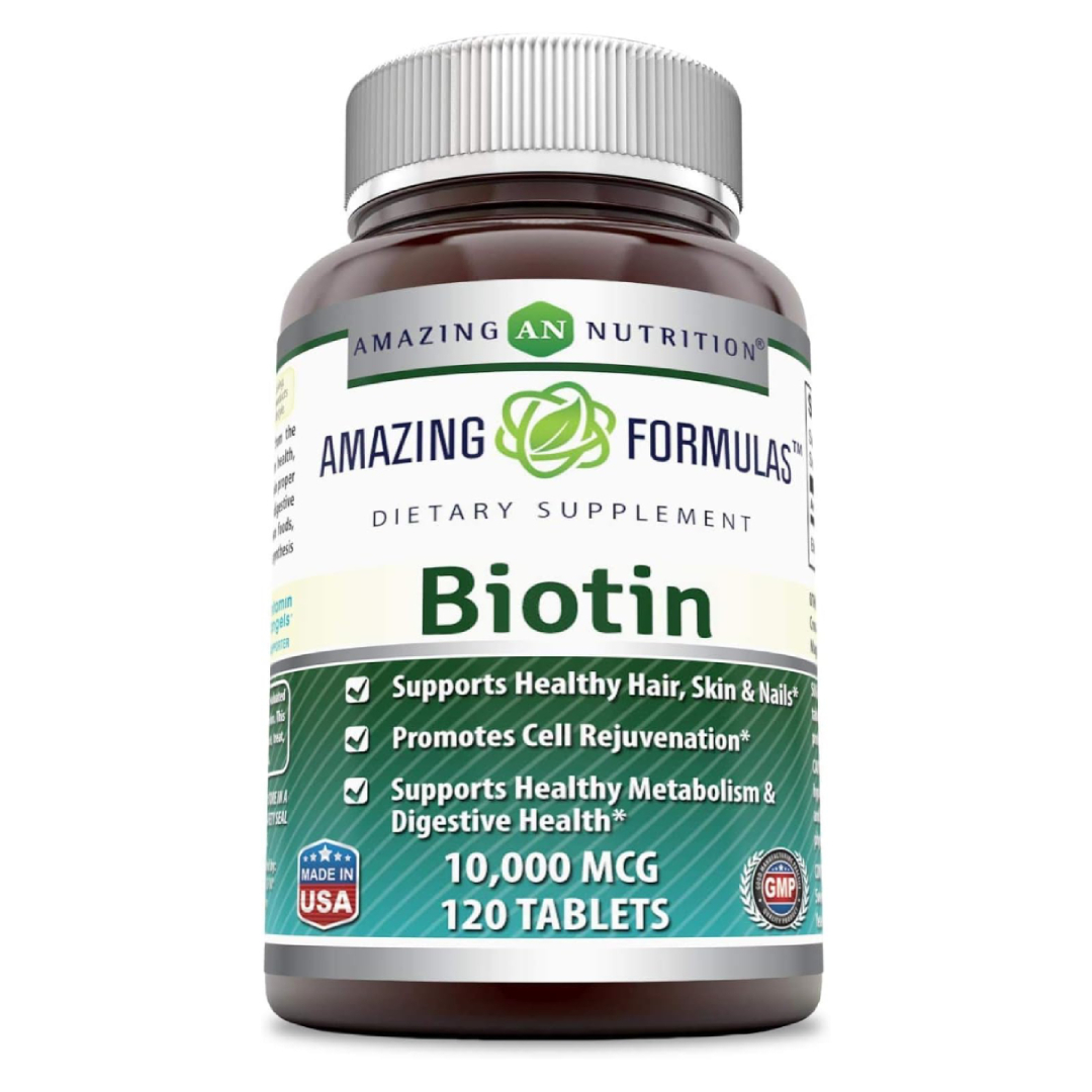 Amazing Formulas Biotina 1000 Mcg Salud Cabello Uñas Salud Del Cabello, Piel Y Uñas Metabolismo De Nutrientes 120 Ta