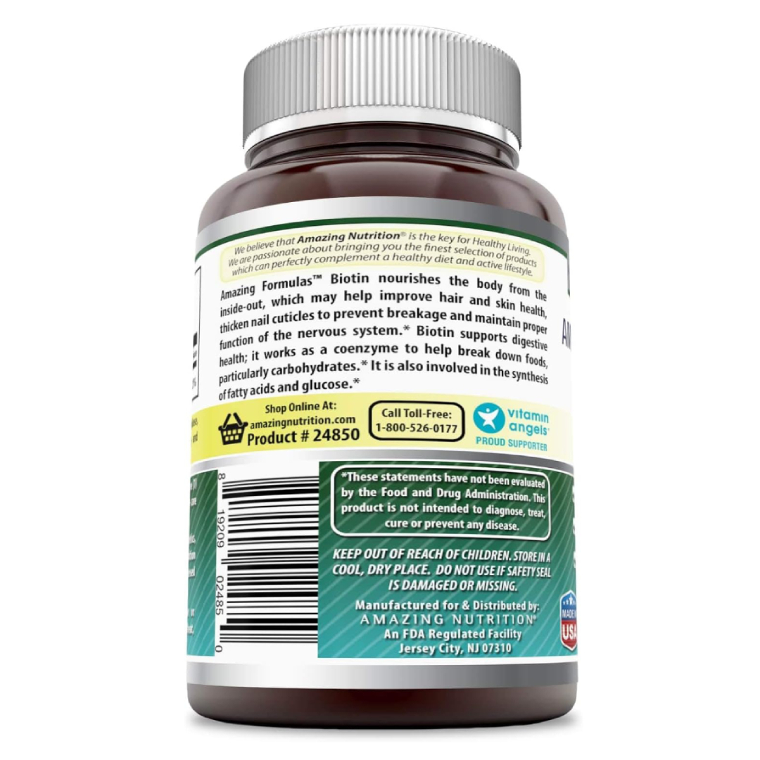 Foto 4 pulgar | Amazing Formulas Biotina 1000 Mcg Salud Cabello Uñas Salud Del Cabello, Piel Y Uñas Metabolismo De Nutrientes 120 Ta