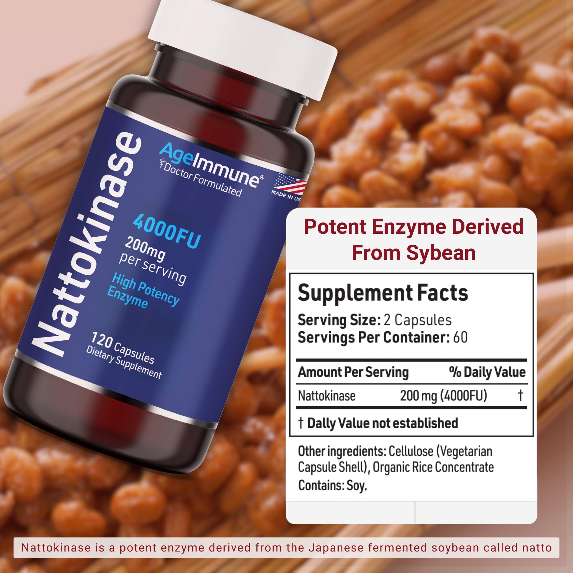 Foto 5 pulgar | Suplemento Ageimmune Nattokinase 200 Mg 120 Cápsulas - Venta Internacional