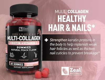 Foto 6 | Gomitas De Colágeno Zeal Naturals Con Vitamina C, Biotina Y Ha 60c - Venta Internacional.