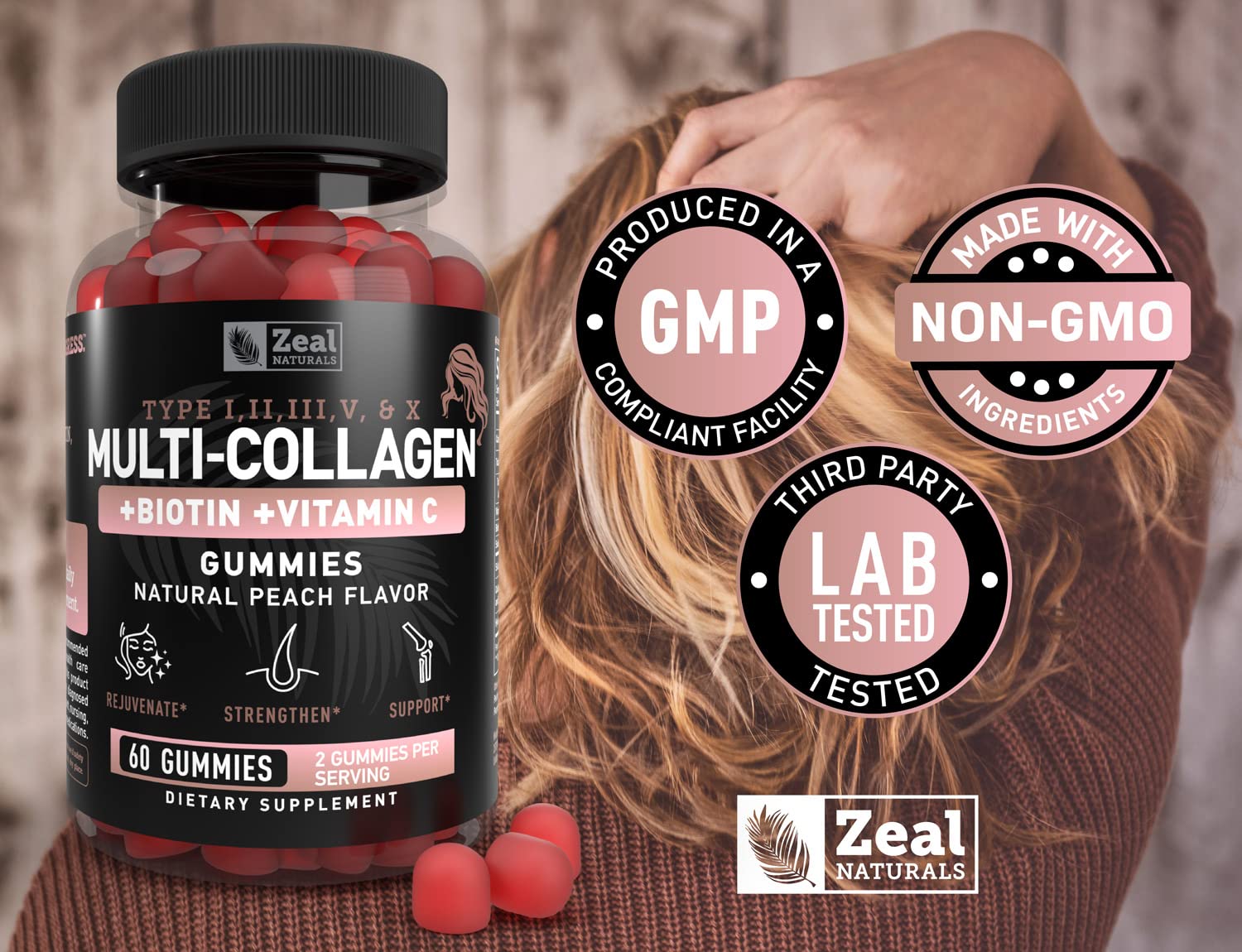 Foto 8 pulgar | Gomitas De Colágeno Zeal Naturals Con Vitamina C, Biotina Y Ha 60c - Venta Internacional.