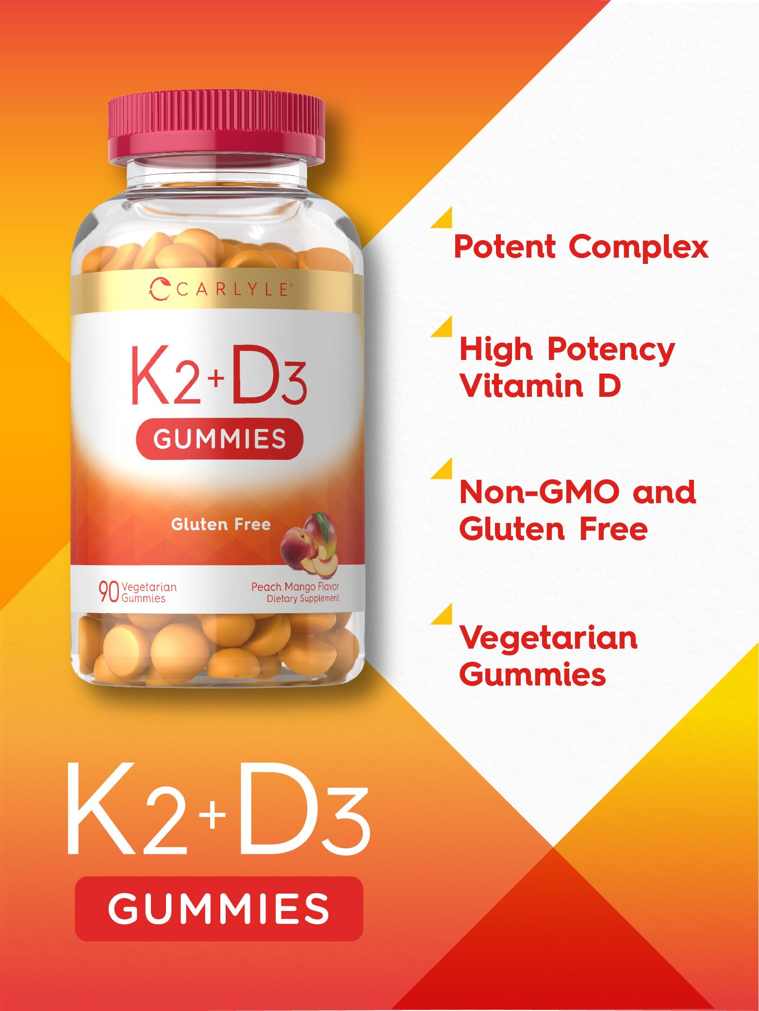 Foto 5 pulgar | Suplemento Vitamínico Carlyle Vitamina D3 + K2 Gomitas 90 Unidades - Venta Internacional.