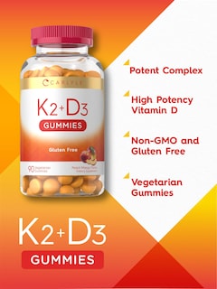 Foto 4 | Suplemento Vitamínico Carlyle Vitamina D3 + K2 Gomitas 90 Unidades - Venta Internacional.