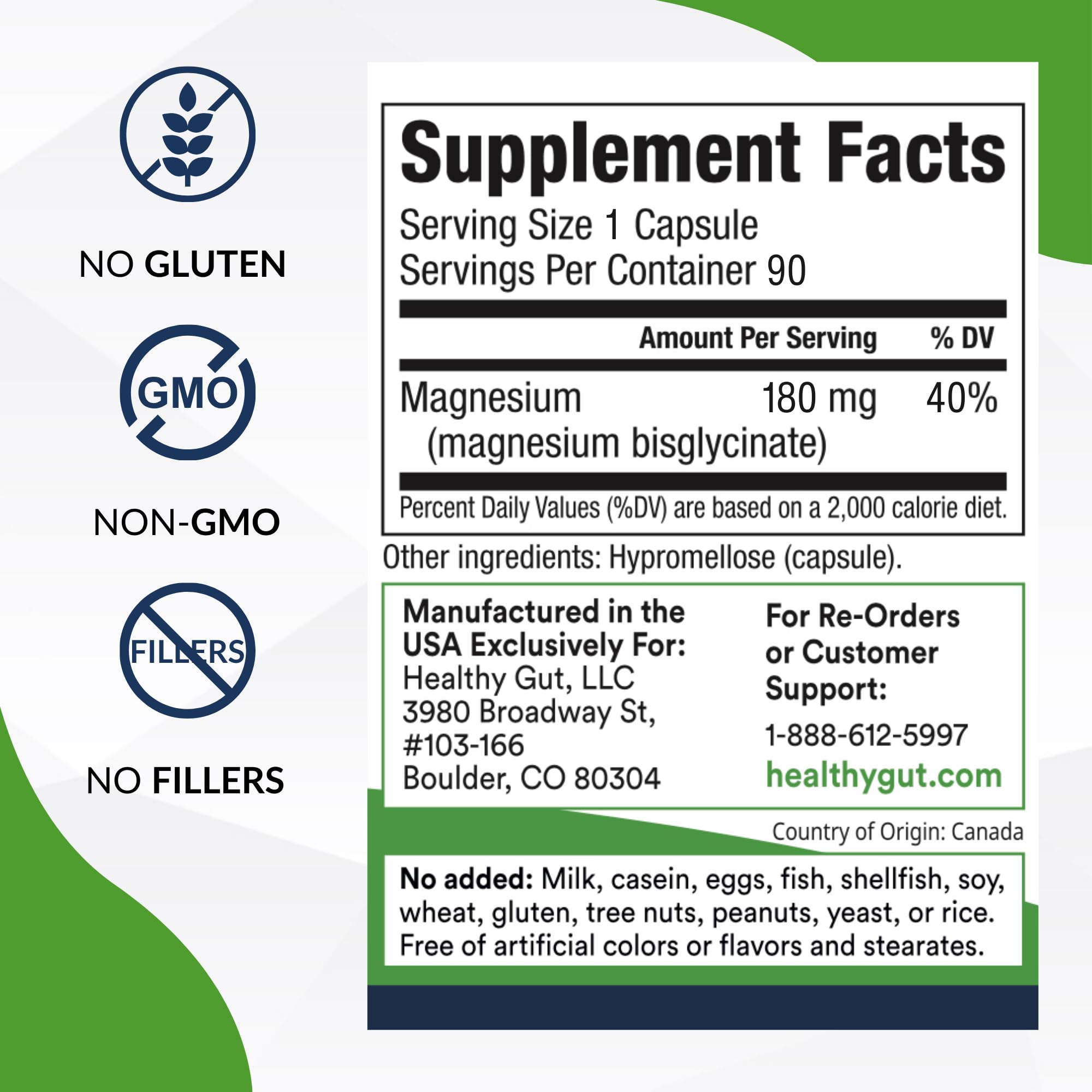 Foto 2 | Suplemento Healthy Gut Magnesium-hp 180 Mg 90 Porciones - Venta Internacional.