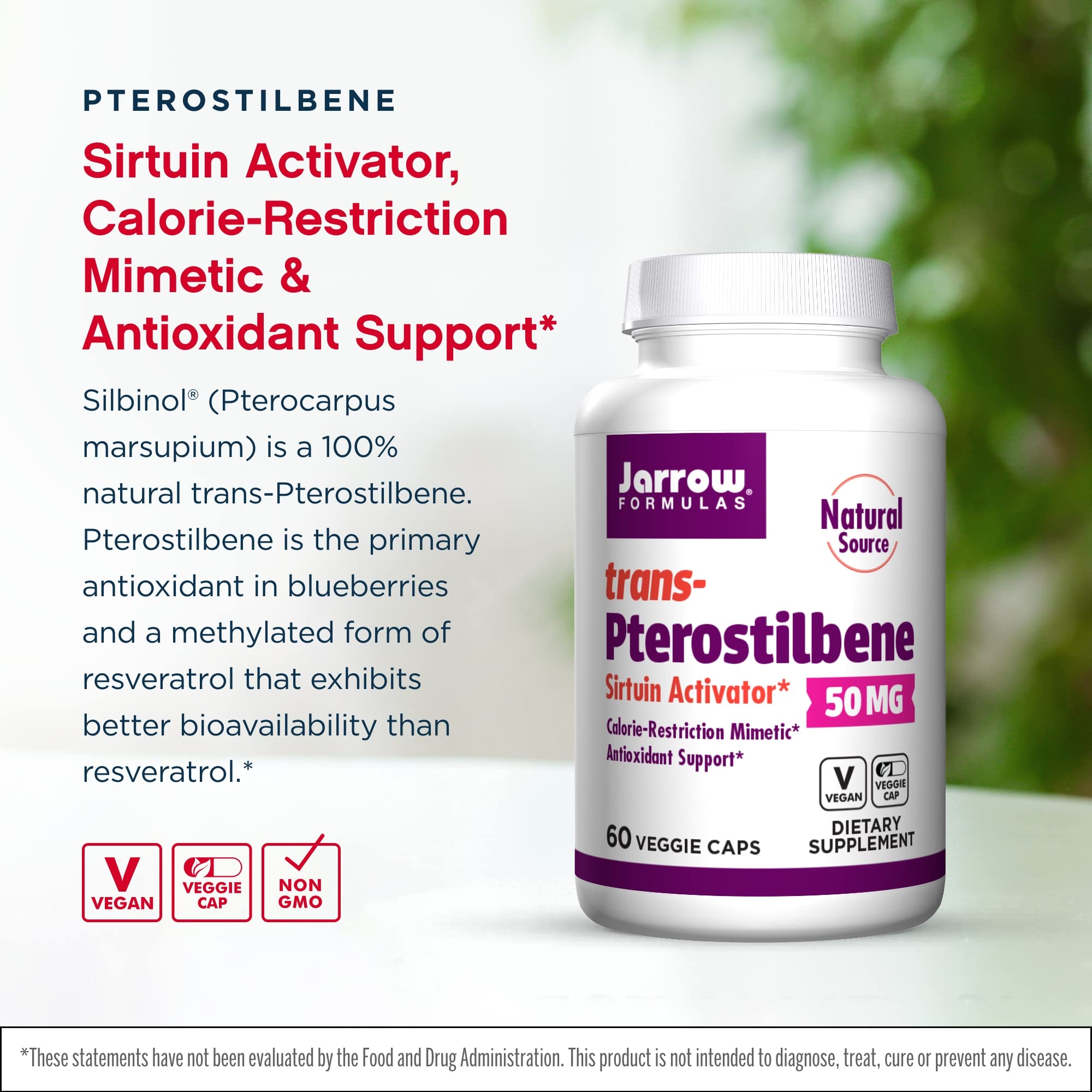 Foto 4 pulgar | Suplemento Transpterostilbeno de Jarrow Formulas 50 Mg 60 Cápsulas - Venta Internacional
