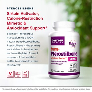 Foto 3 | Suplemento Transpterostilbeno de Jarrow Formulas 50 Mg 60 Cápsulas - Venta Internacional